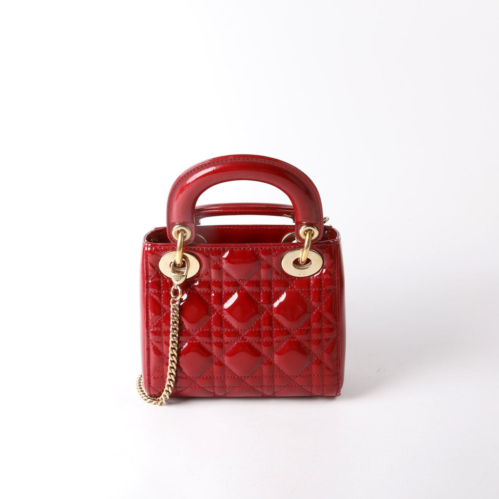 Lady Dior Mini Patent Red