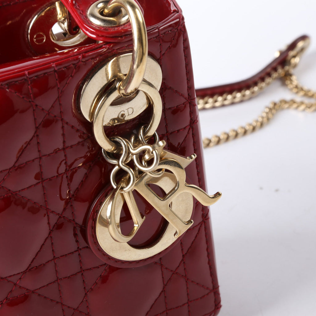 Lady Dior Mini Patent Red