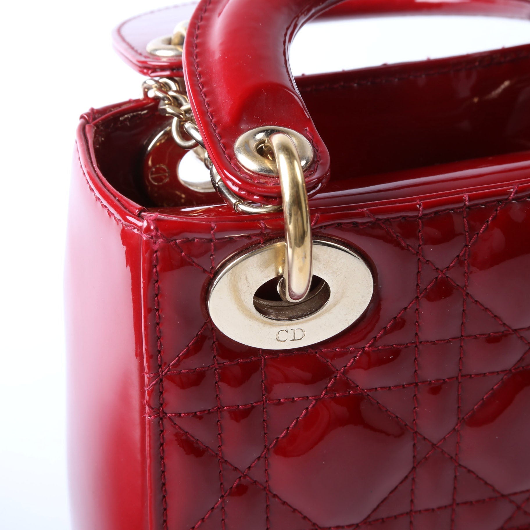 Lady Dior Mini Patent Red