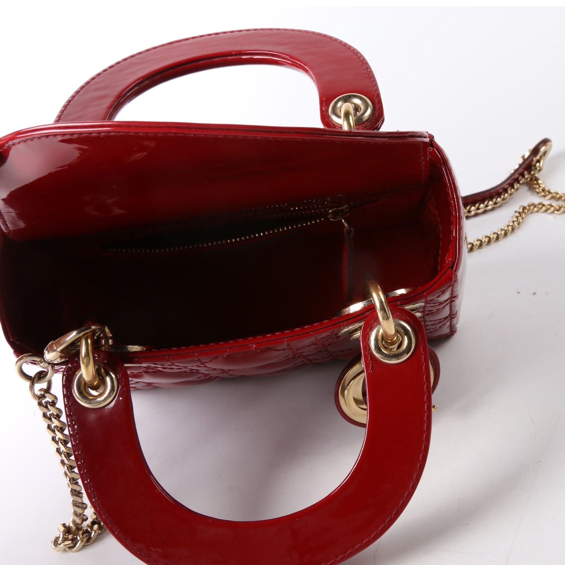 Lady Dior Mini Patent Red