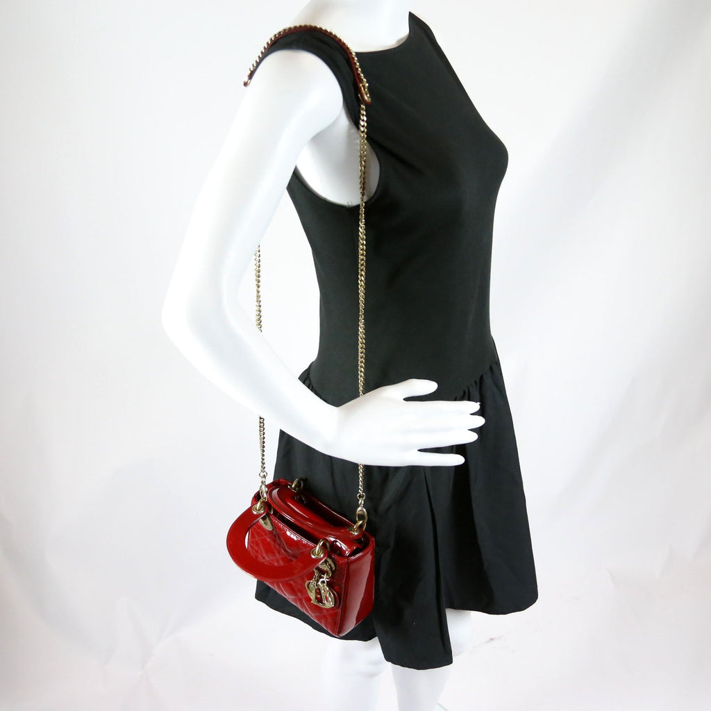 Lady Dior Mini Patent Red