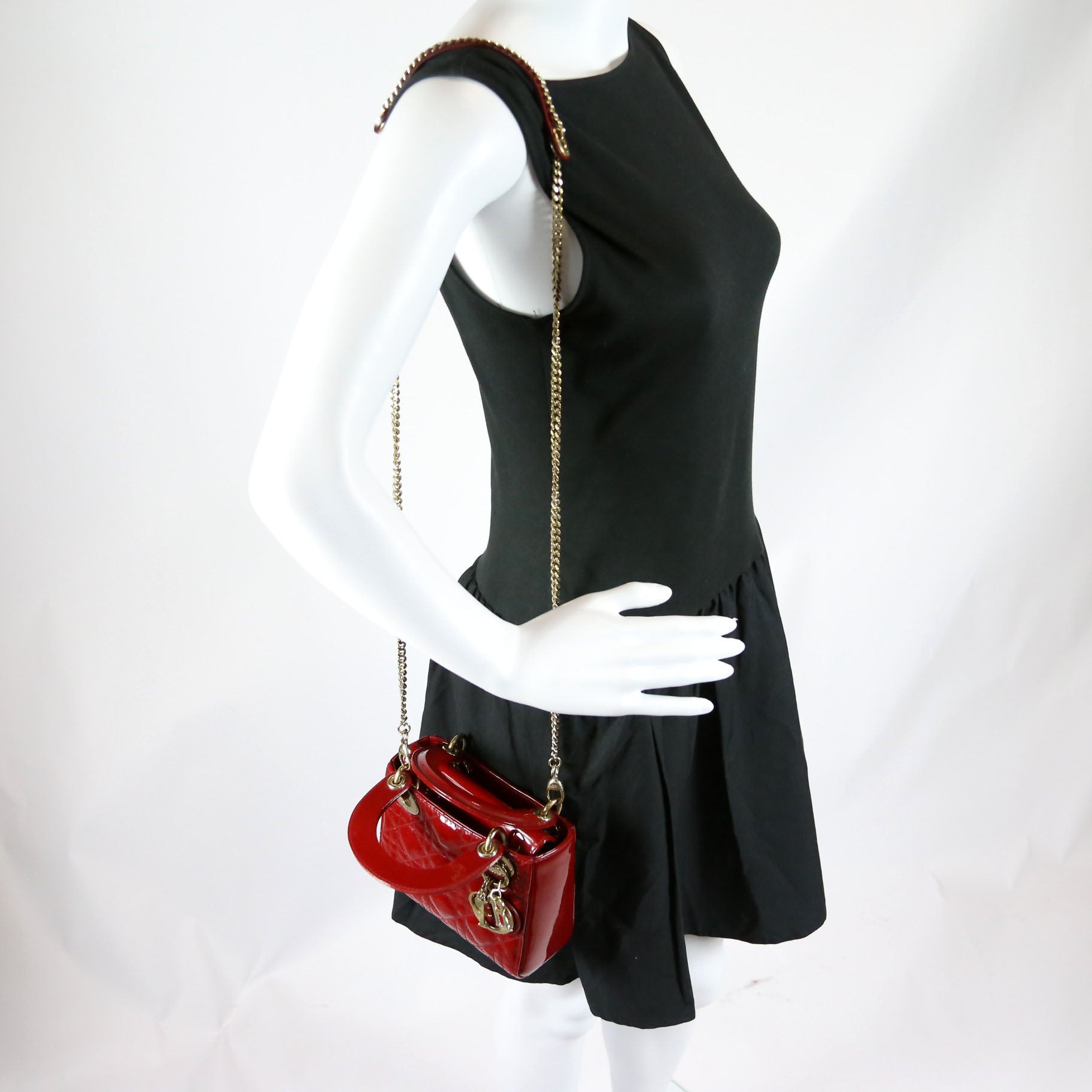 Lady Dior Mini Patent Red