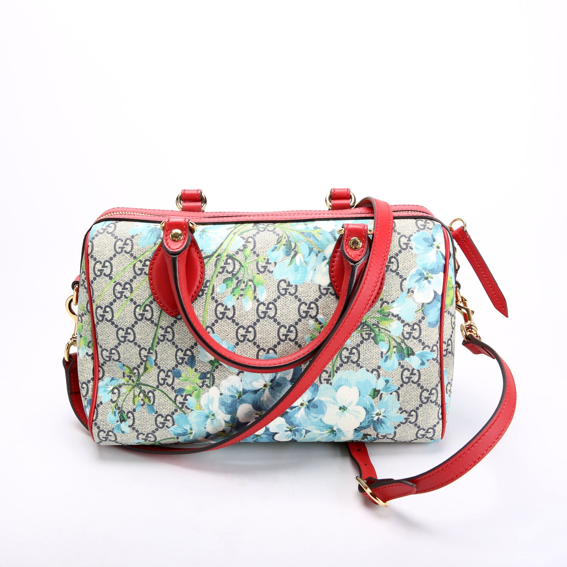 409529 GG Supreme Blooms Boston Bag Small Red/Blue
