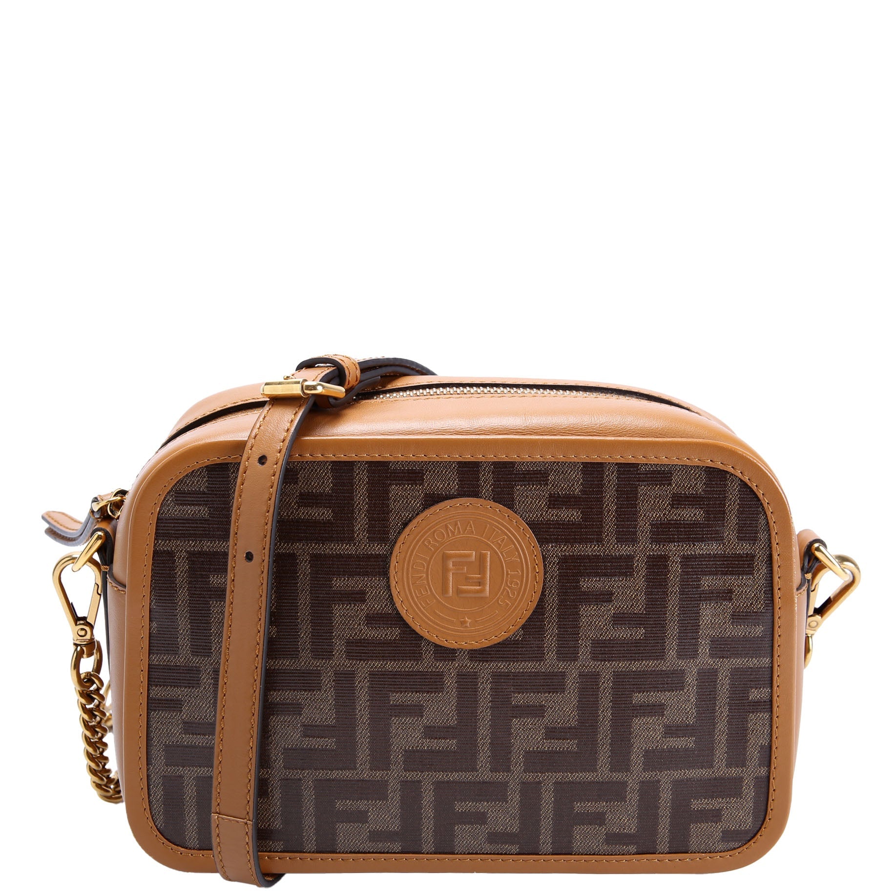 Fendi 8BT287 Coated Canvas Small Camera Bag Brown