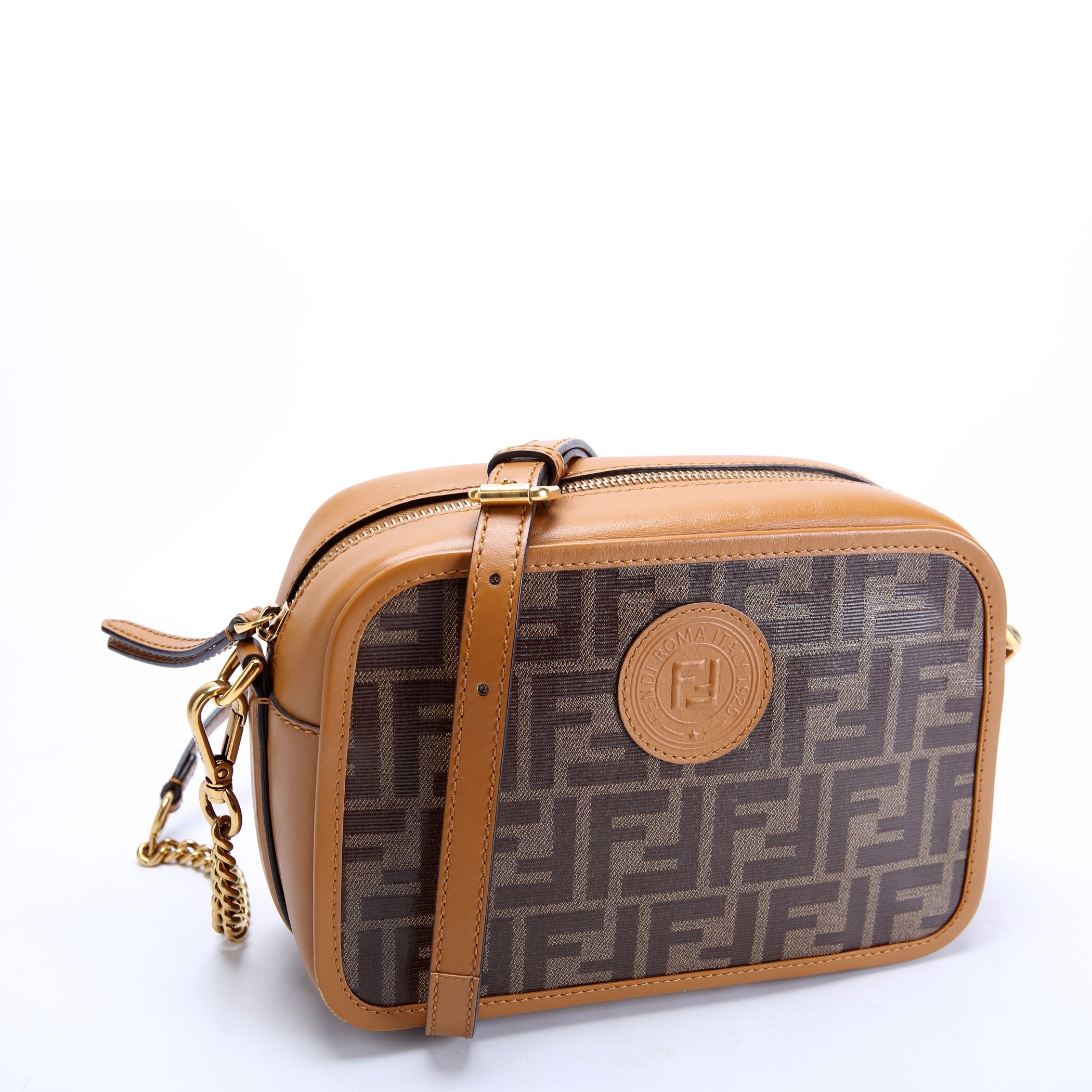 Fendi 8BT287 Coated Canvas Small Camera Bag Brown
