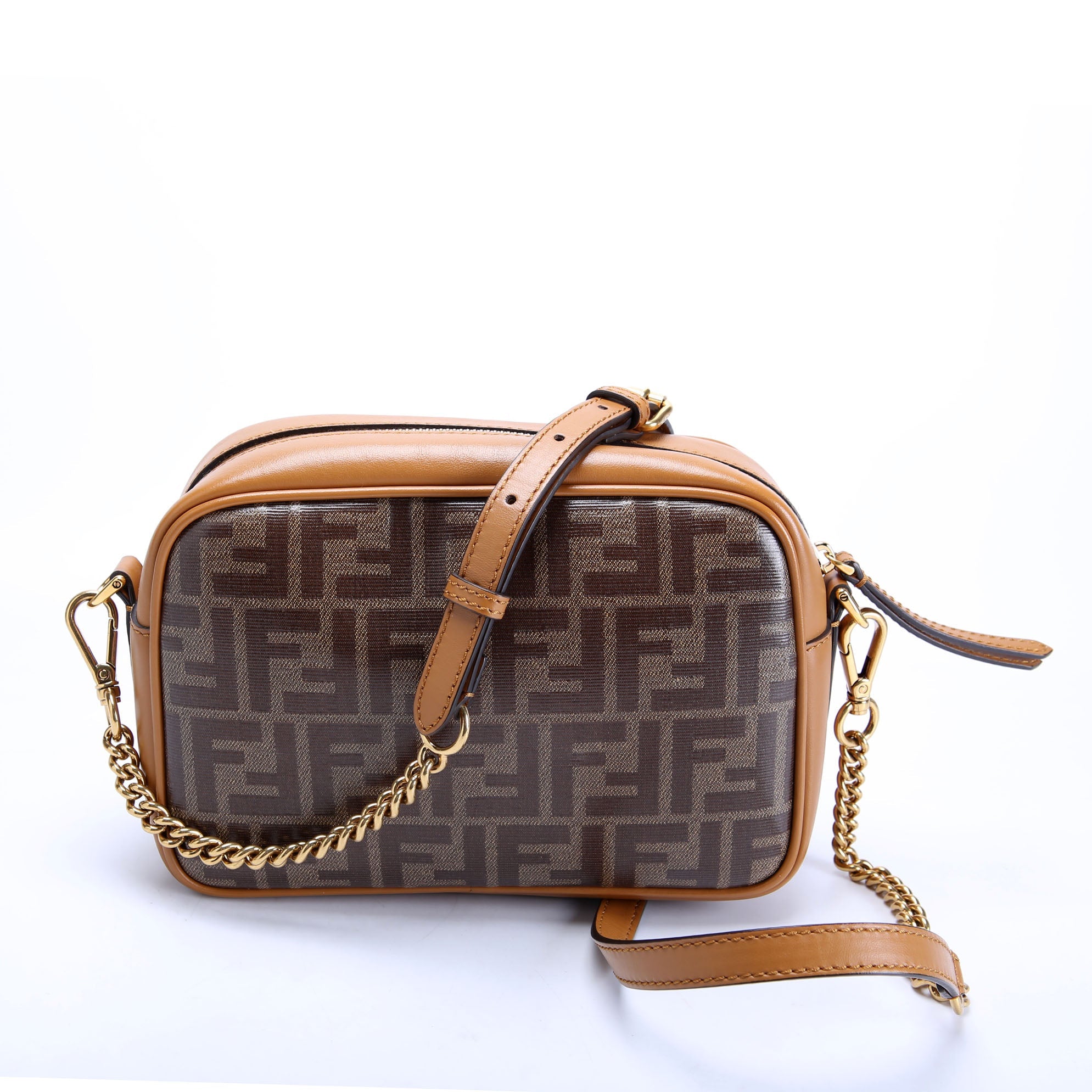 Fendi 8BT287 Coated Canvas Small Camera Bag Brown