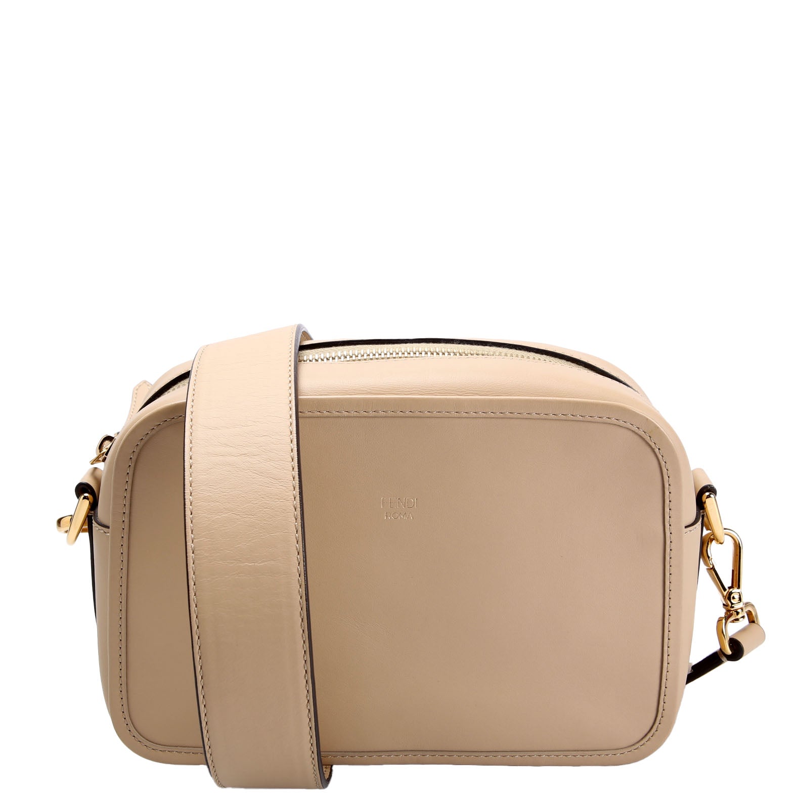 Fendi 8BT287 Leather Small Camera Bag Tan