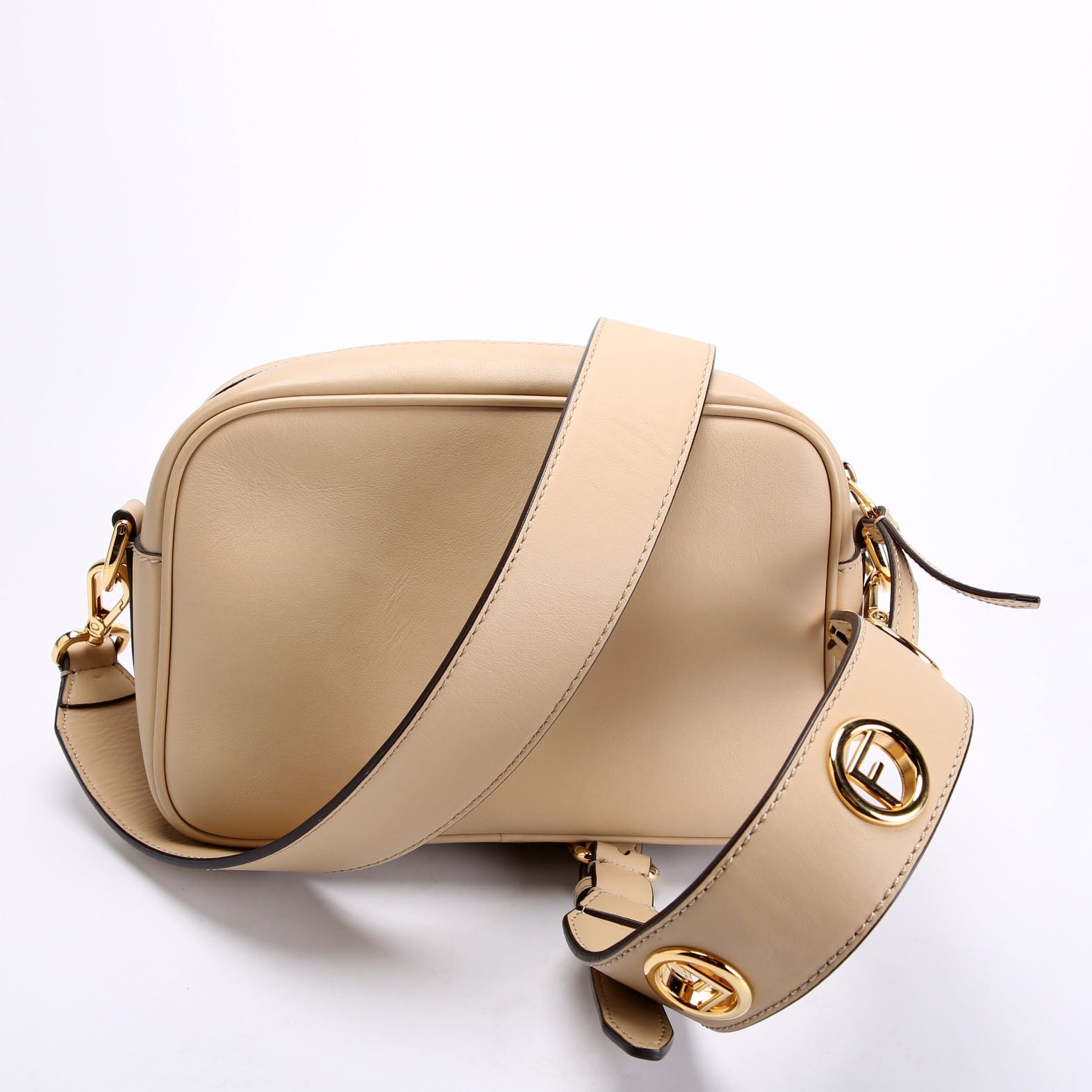 Fendi 8BT287 Leather Small Camera Bag Tan