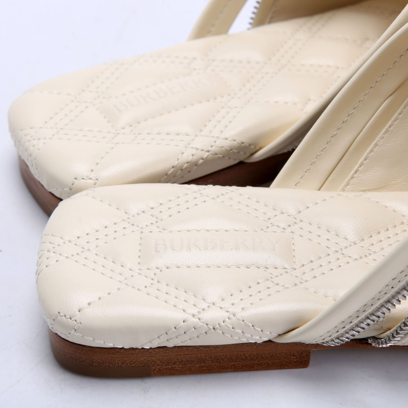 Zip Leather Slide Sandals Size 37.5
