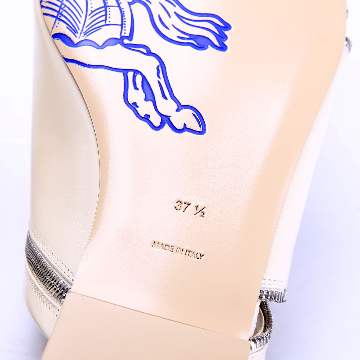 Zip Leather Slide Sandals Size 37.5
