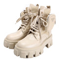 Prada Monolith Leather/Re-Nylon Boots with Pouch