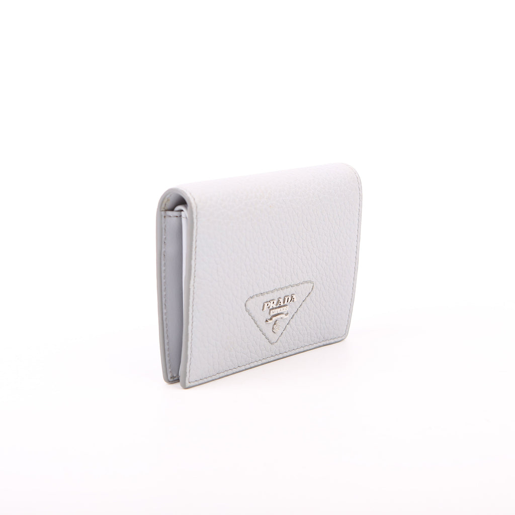 Small Leather Wallet Grey