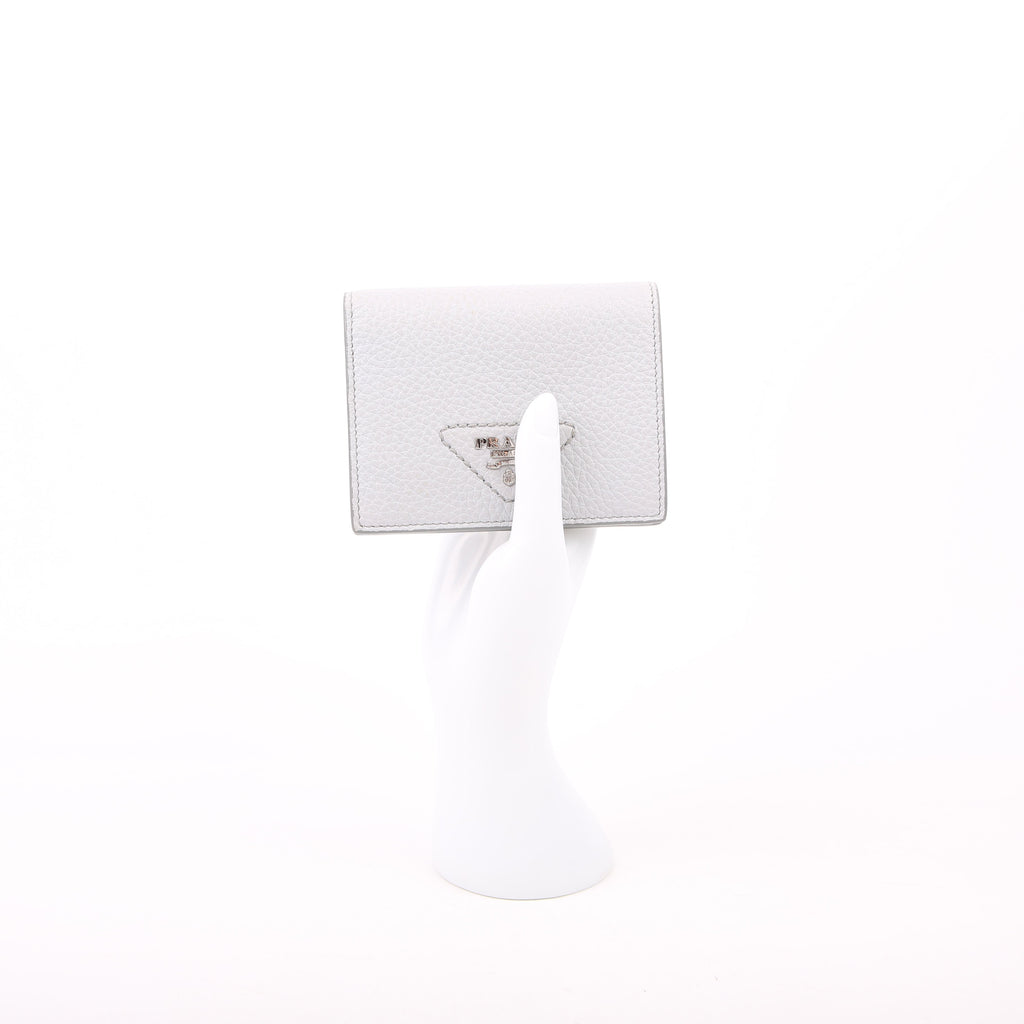 Small Leather Wallet Grey