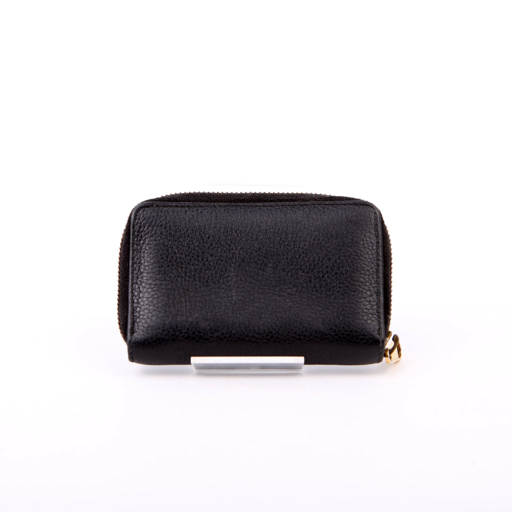 Gucci 496319 Logo Zip Card Case Black