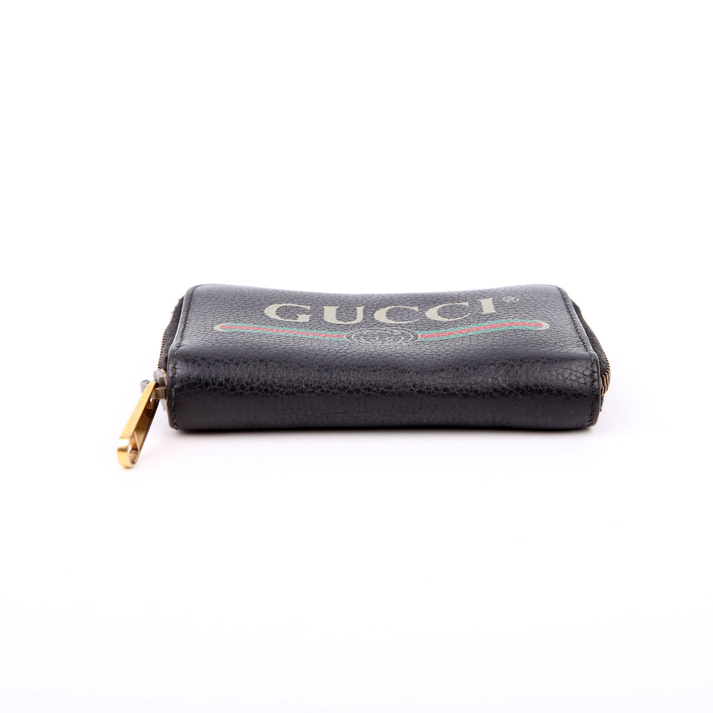 Gucci 496319 Logo Zip Card Case Black