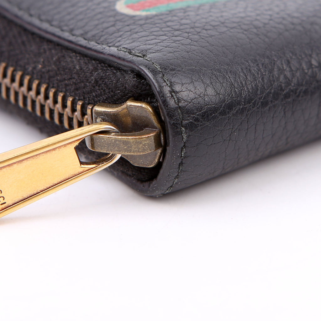 Gucci 496319 Logo Zip Card Case Black