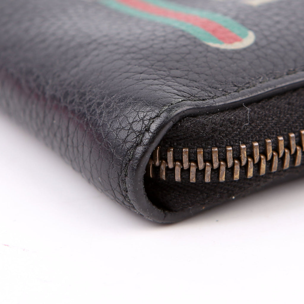 Gucci 496319 Logo Zip Card Case Black