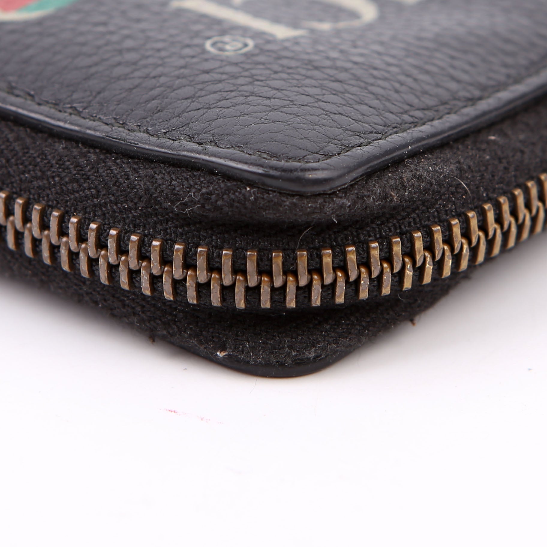 Gucci 496319 Logo Zip Card Case Black