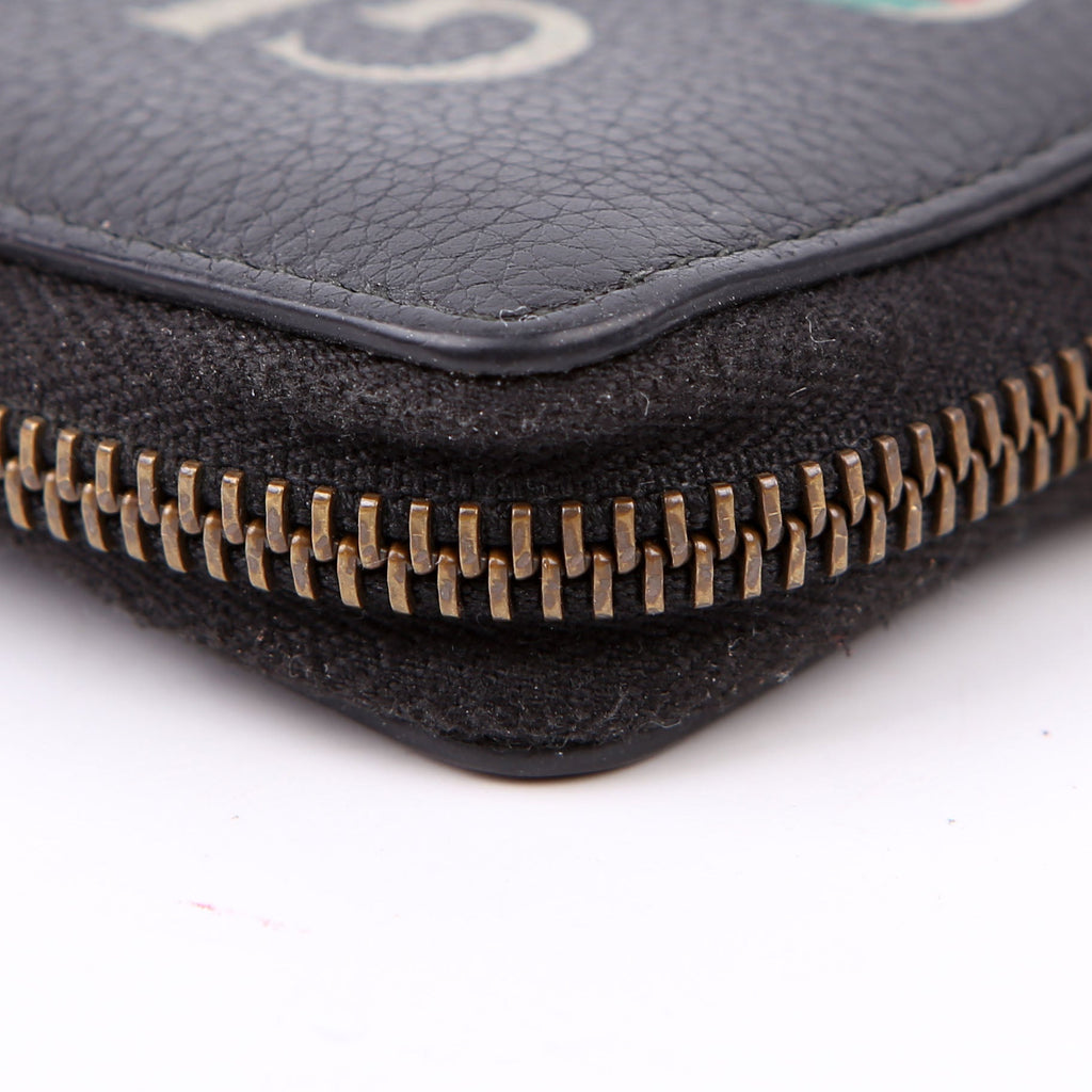 Gucci 496319 Logo Zip Card Case Black