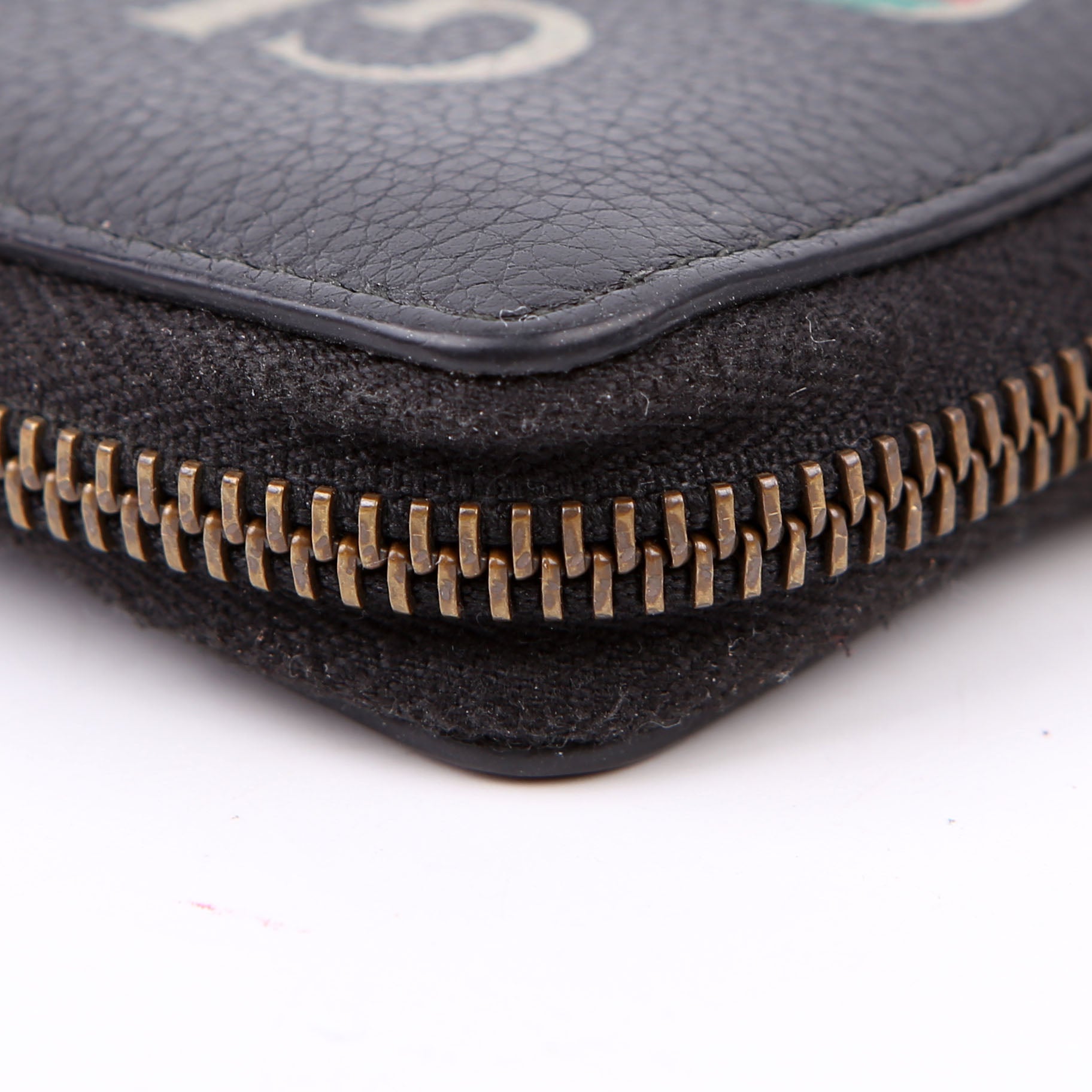 Gucci 496319 Logo Zip Card Case Black