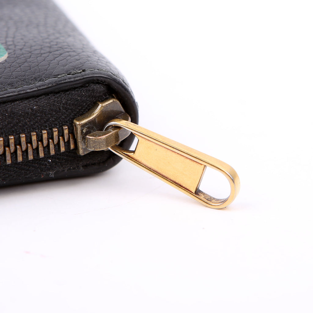 Gucci 496319 Logo Zip Card Case Black