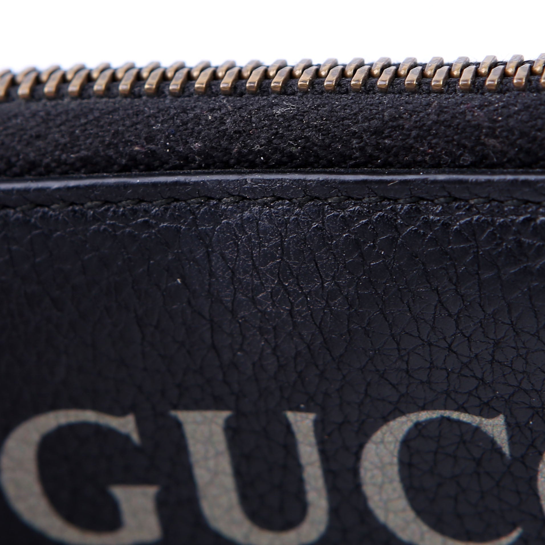 Gucci 496319 Logo Zip Card Case Black