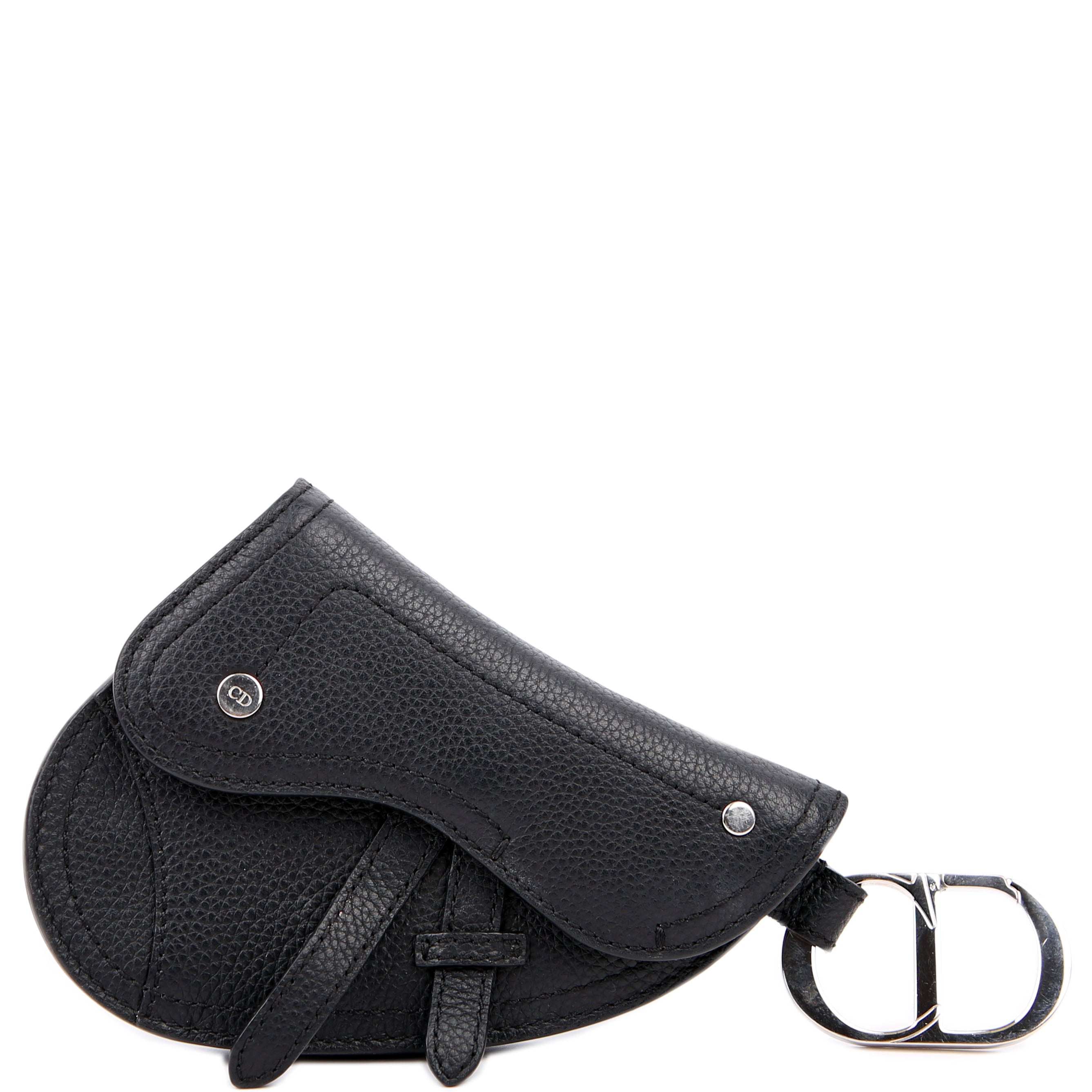 Dior Saddle Key Pouch Grained Calfskin Black