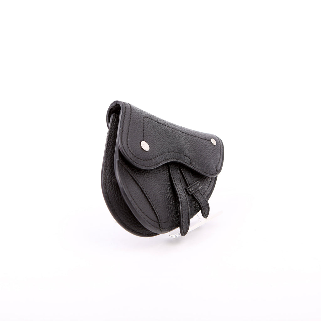 Dior Saddle Key Pouch Grained Calfskin Black