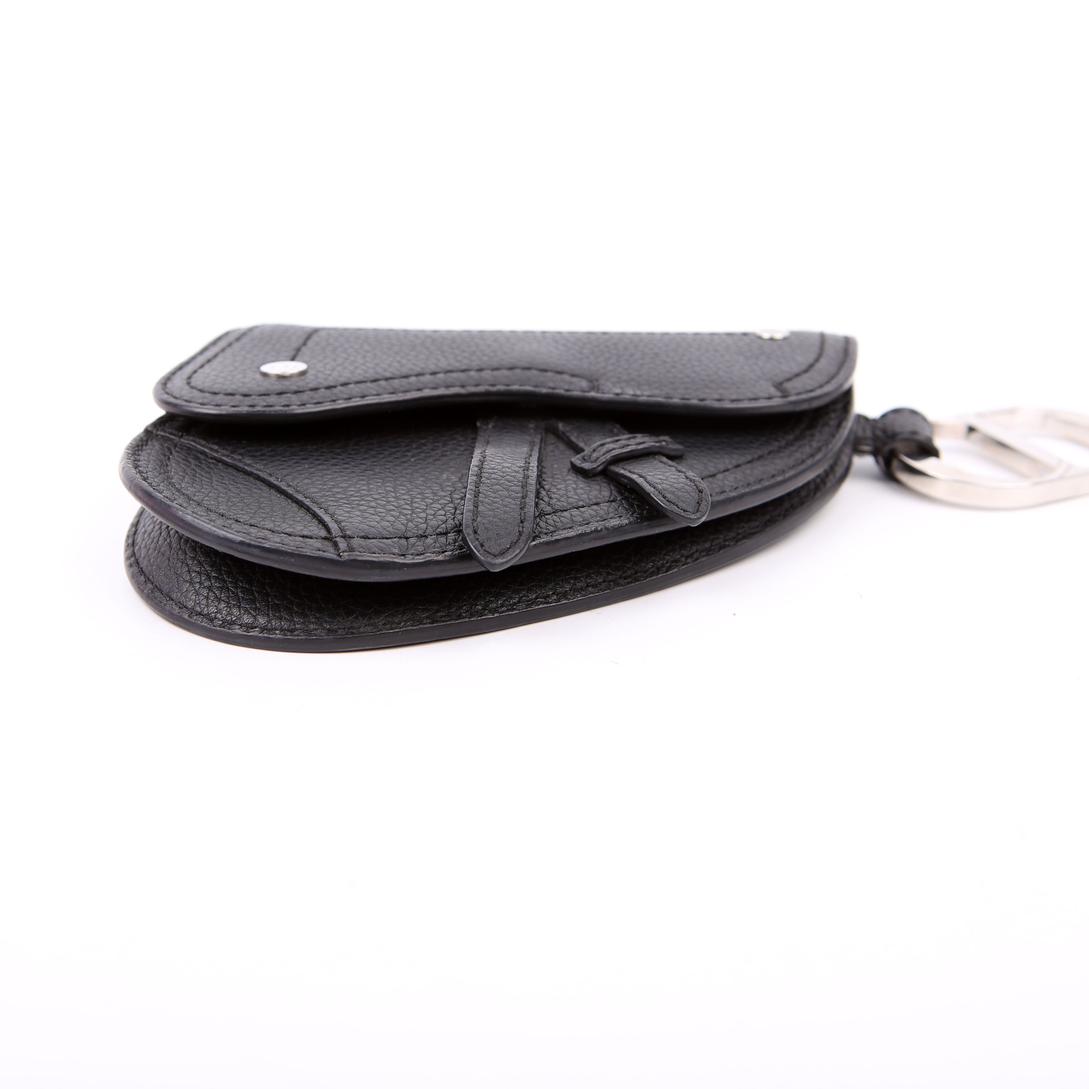 Dior Saddle Key Pouch Grained Calfskin Black