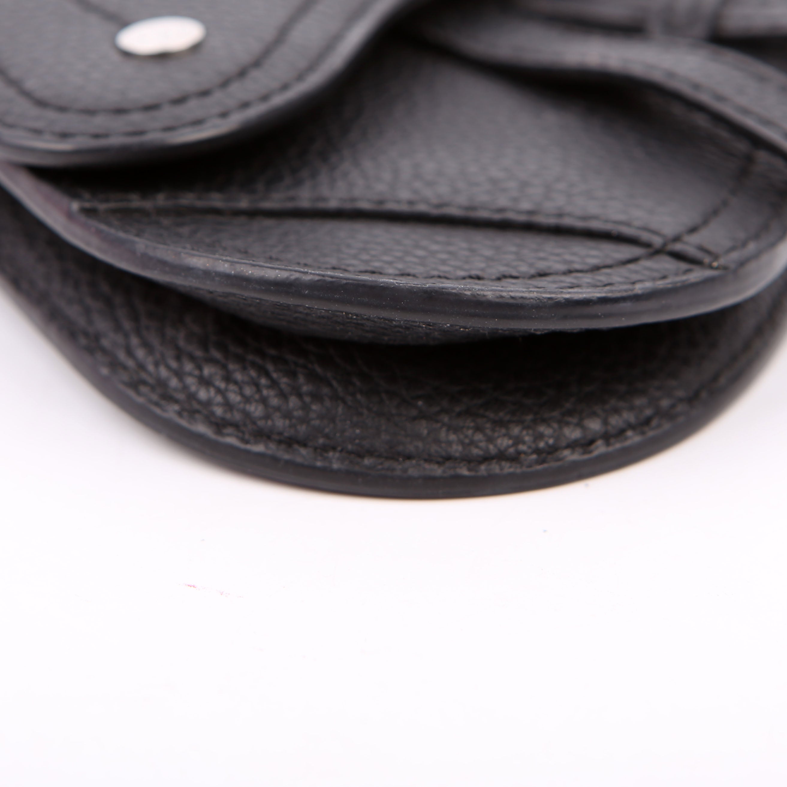 Dior Saddle Key Pouch Grained Calfskin Black