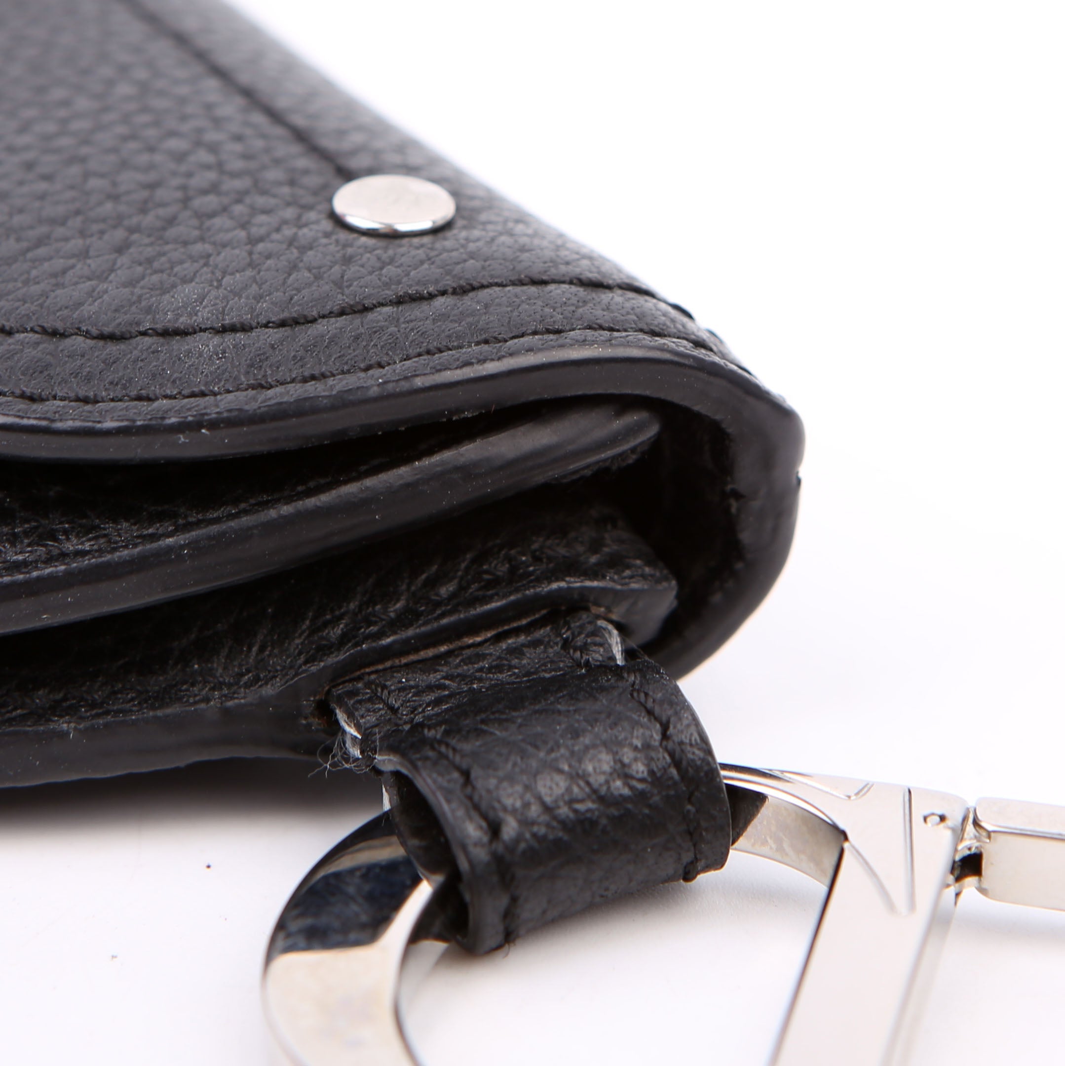 Dior Saddle Key Pouch Grained Calfskin Black