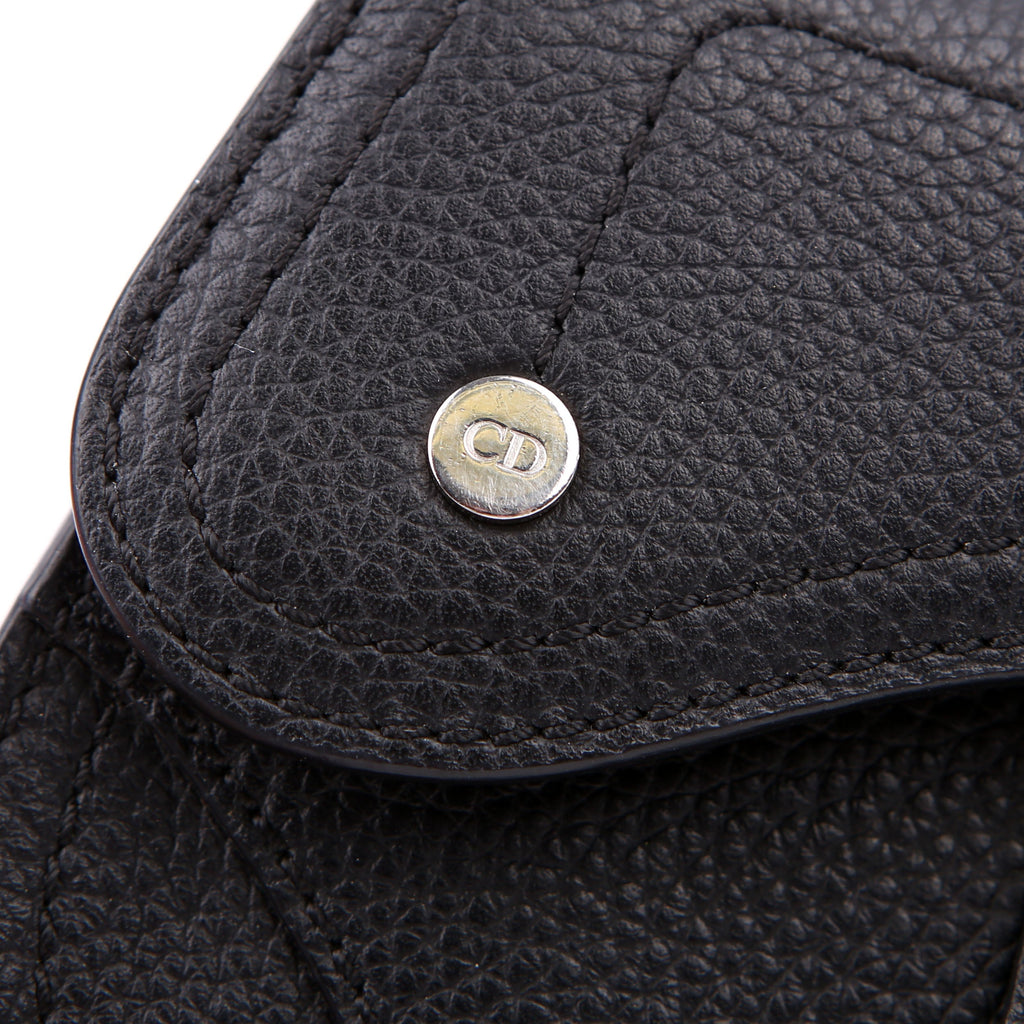 Dior Saddle Key Pouch Grained Calfskin Black