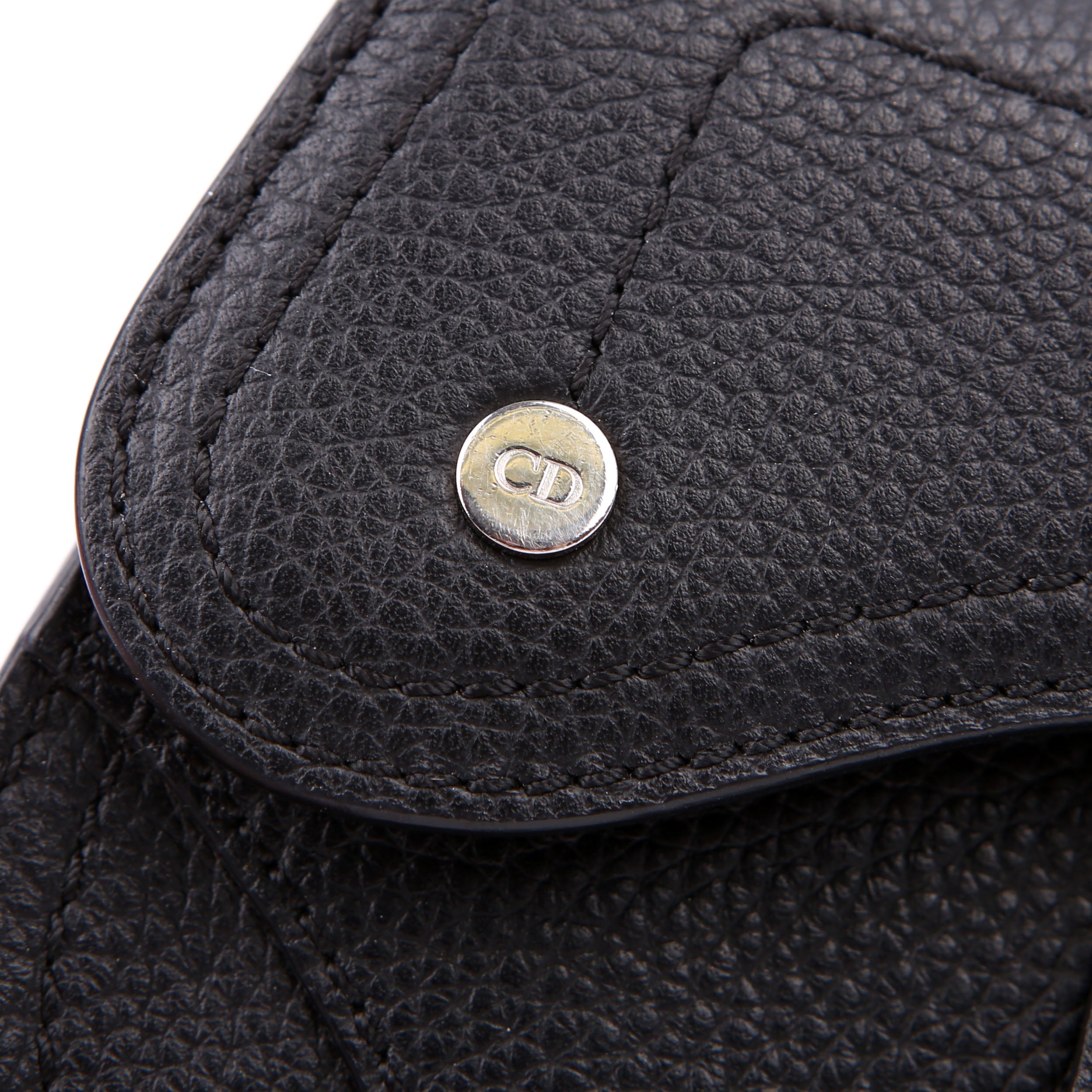 Dior Saddle Key Pouch Grained Calfskin Black
