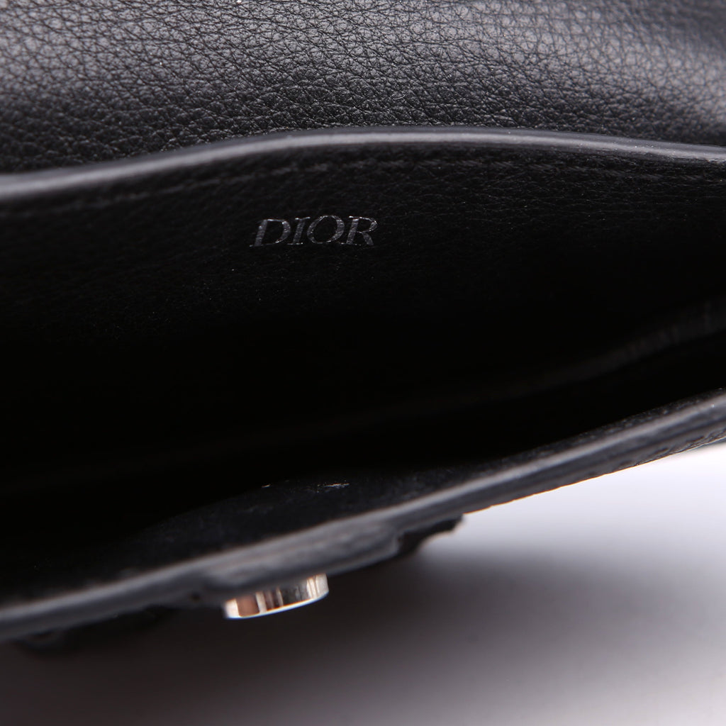 Dior Saddle Key Pouch Grained Calfskin Black
