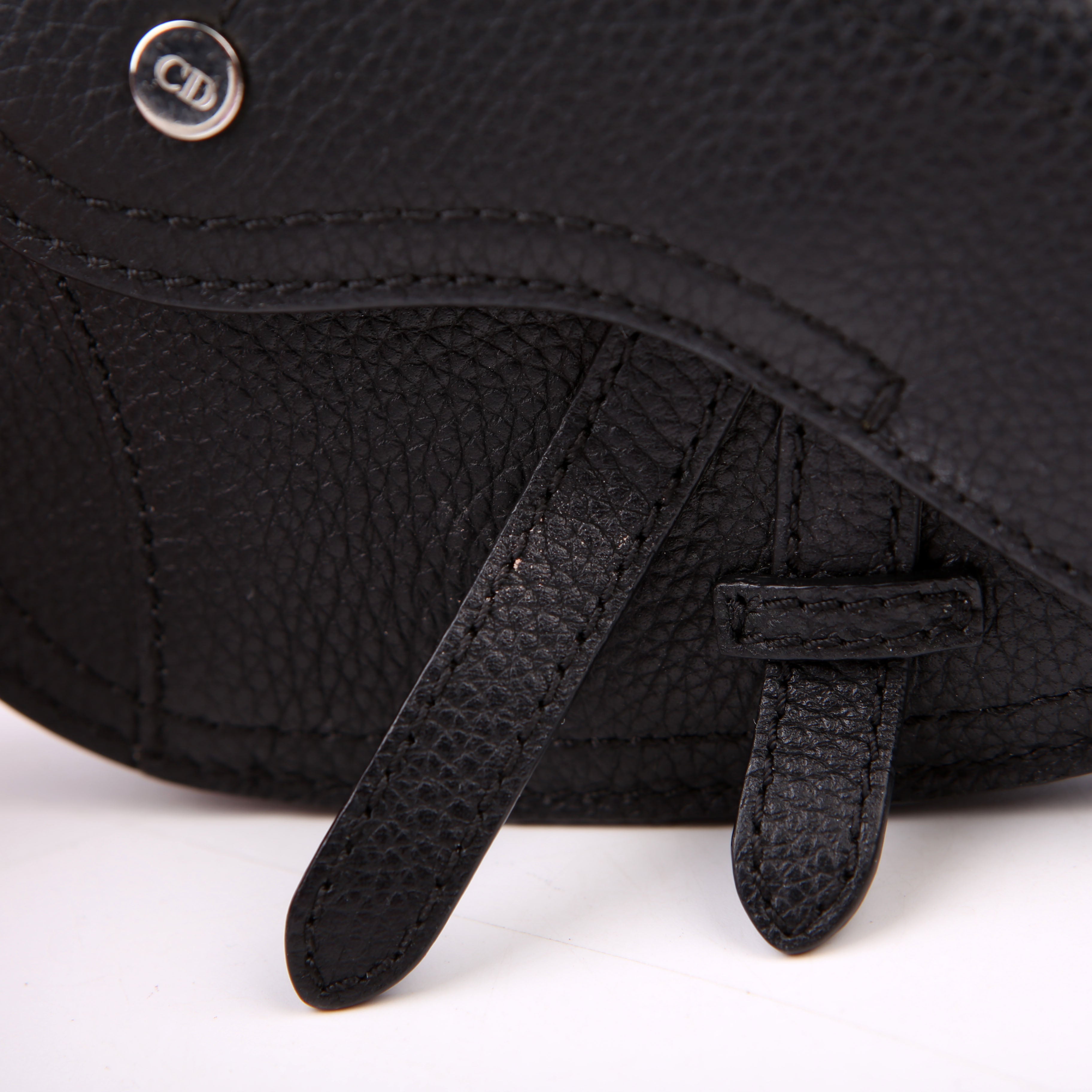 Dior Saddle Key Pouch Grained Calfskin Black