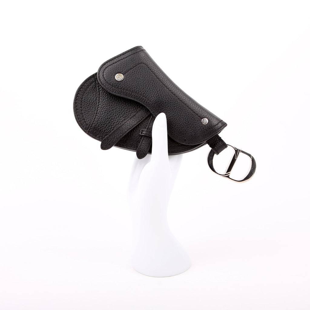 Dior Saddle Key Pouch Grained Calfskin Black