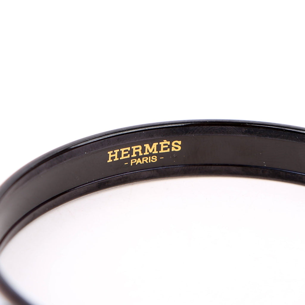 Hermes Chaine D'Ancre Printed Enamel Narrow Bangle Black