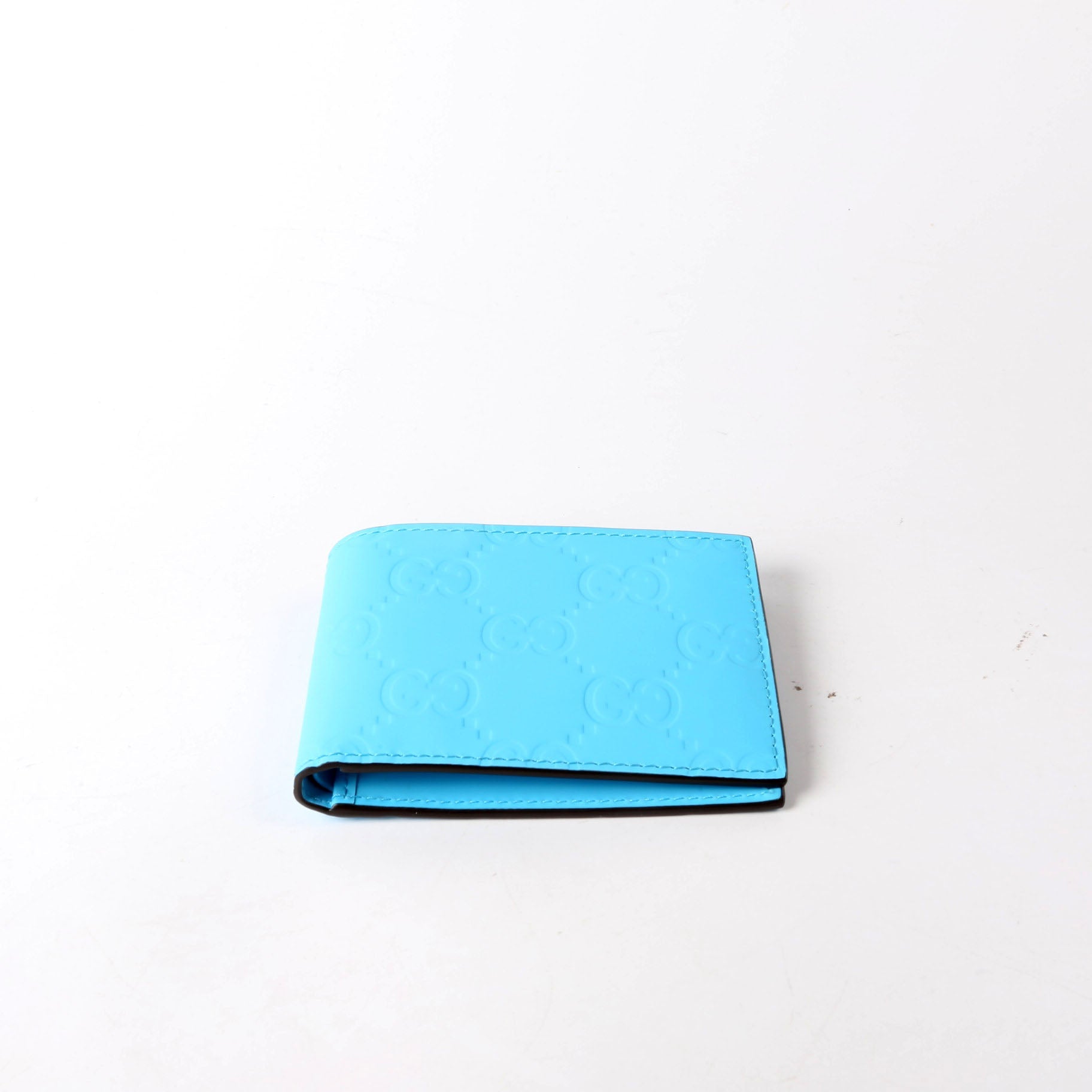 Gucci 771309 GG Rubber Effect Bifold Wallet Blue
