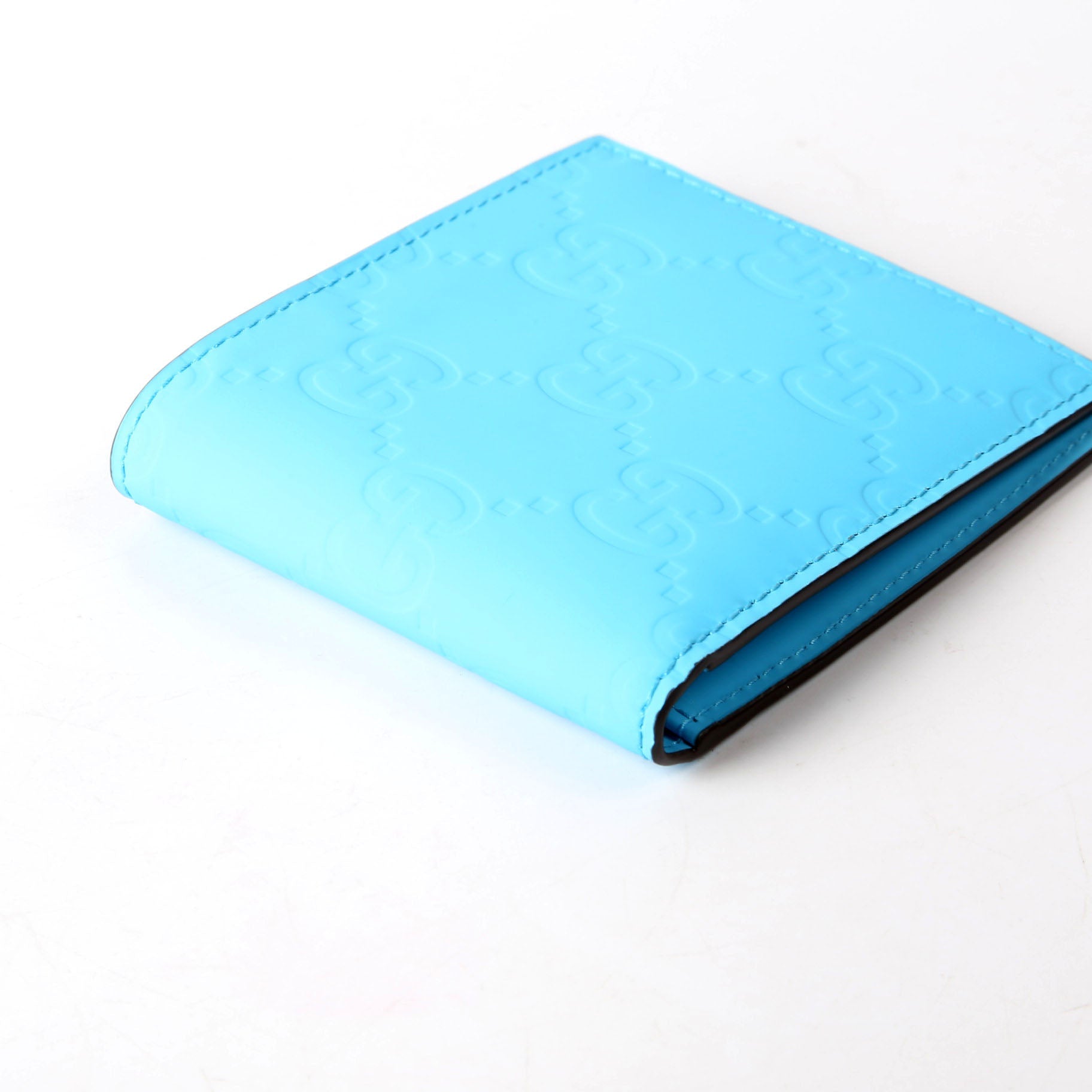 Gucci 771309 GG Rubber Effect Bifold Wallet Blue
