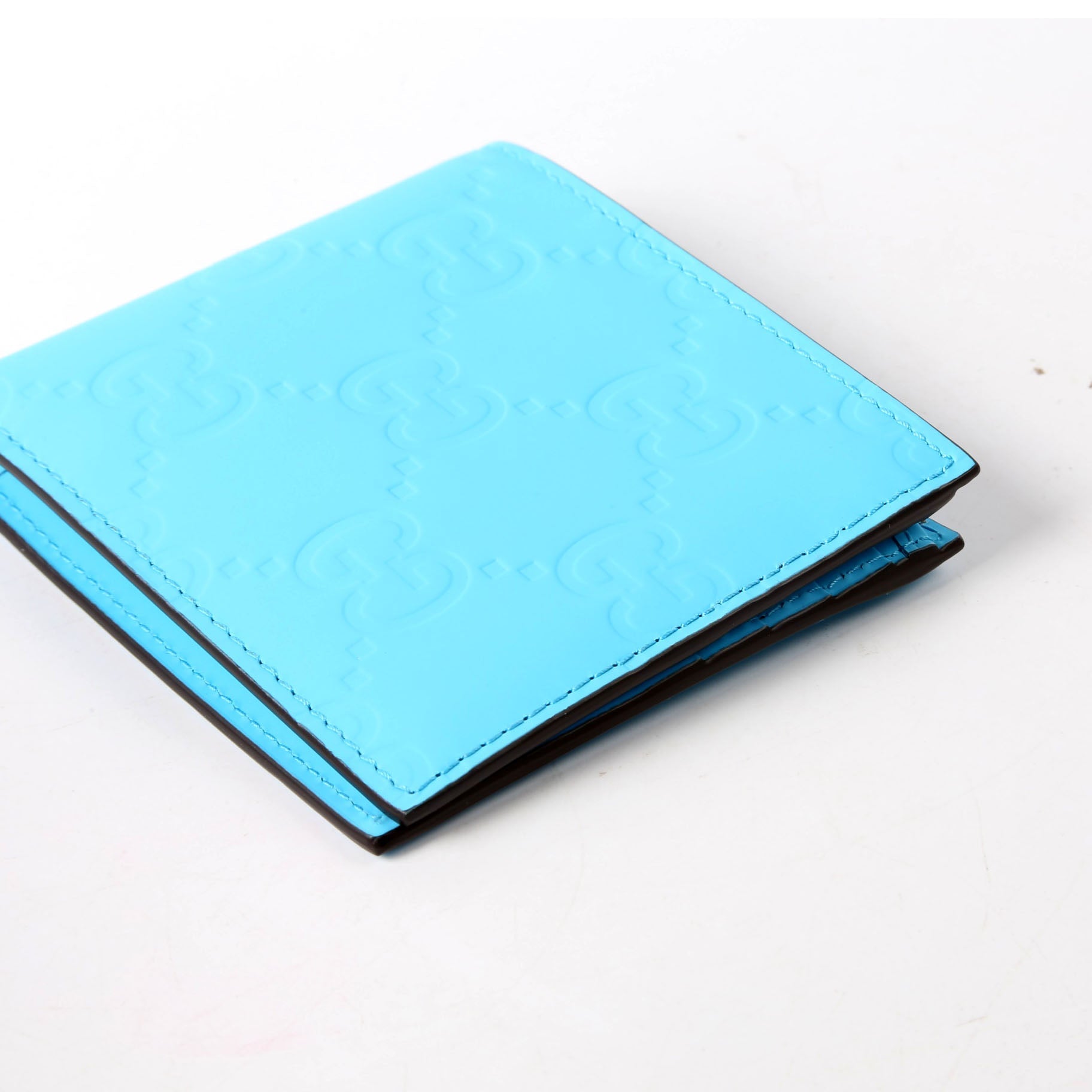 Gucci 771309 GG Rubber Effect Bifold Wallet Blue