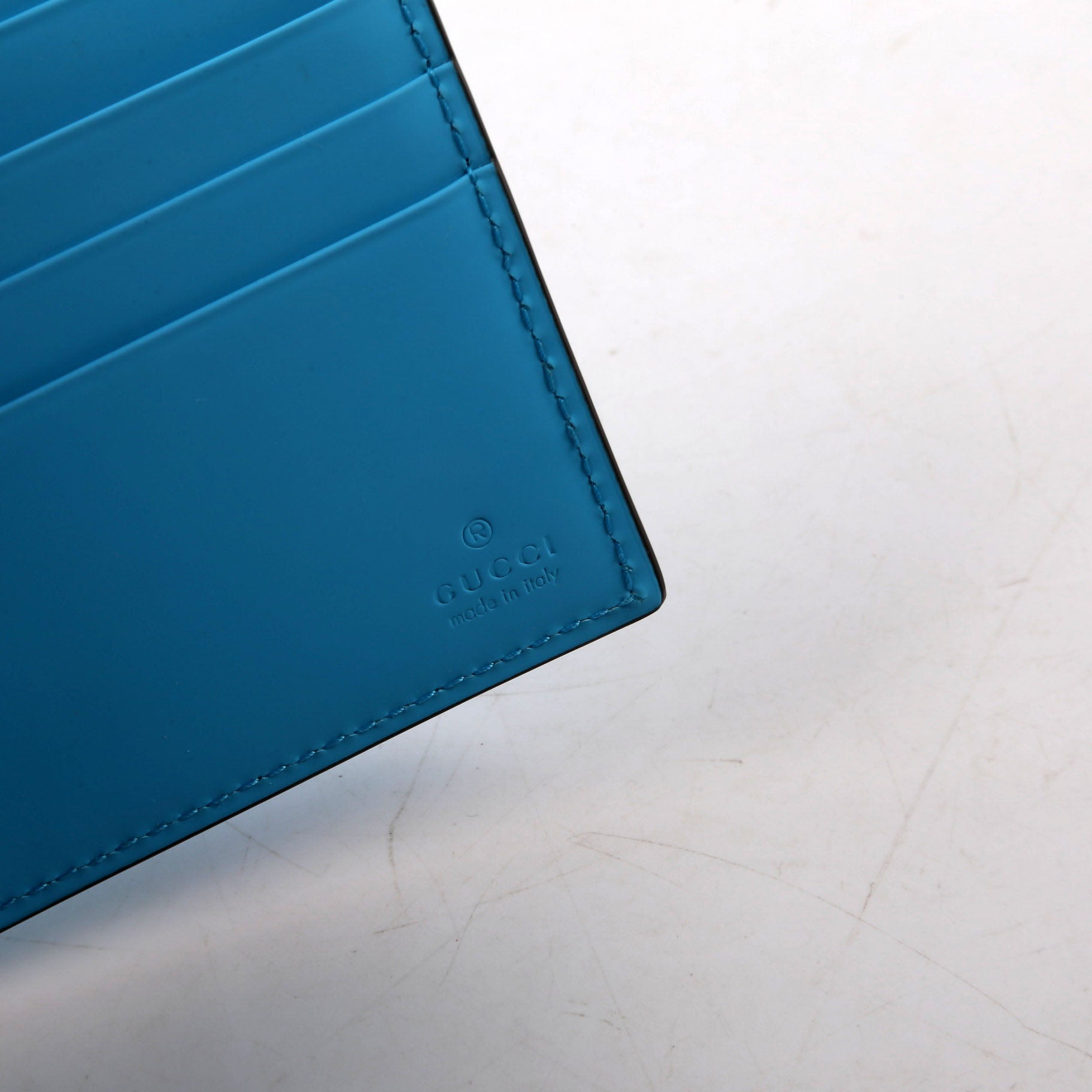 Gucci 771309 GG Rubber Effect Bifold Wallet Blue