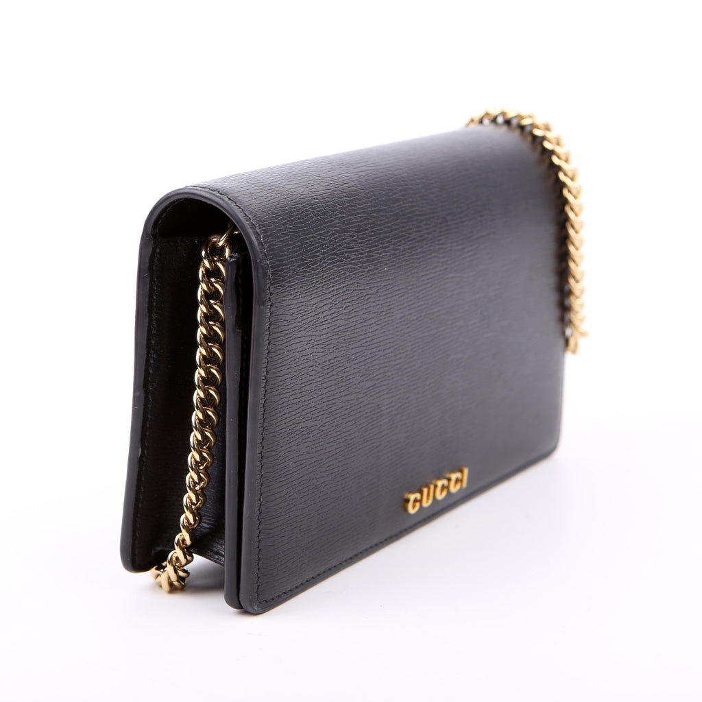 Gucci 772643 Scipt Logo Chain Wallet