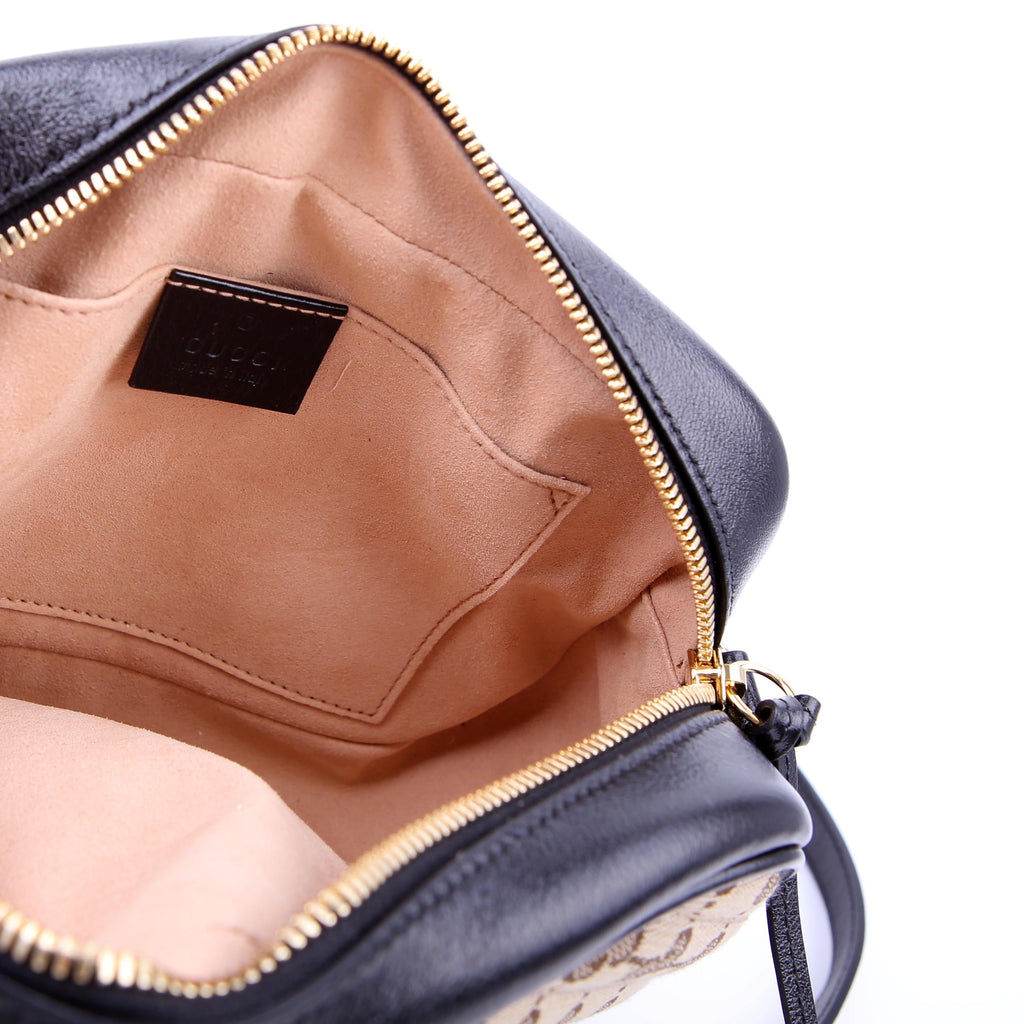 Gucci 447632 Marmont Small GG Canvas Camera Tan/Black