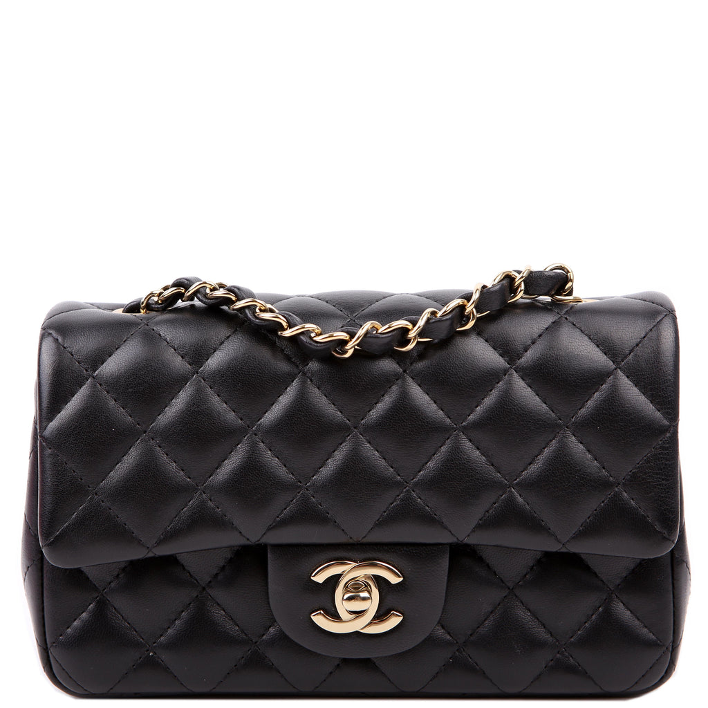 Classic Flap Mini Rectangle Lambskin RFID Black