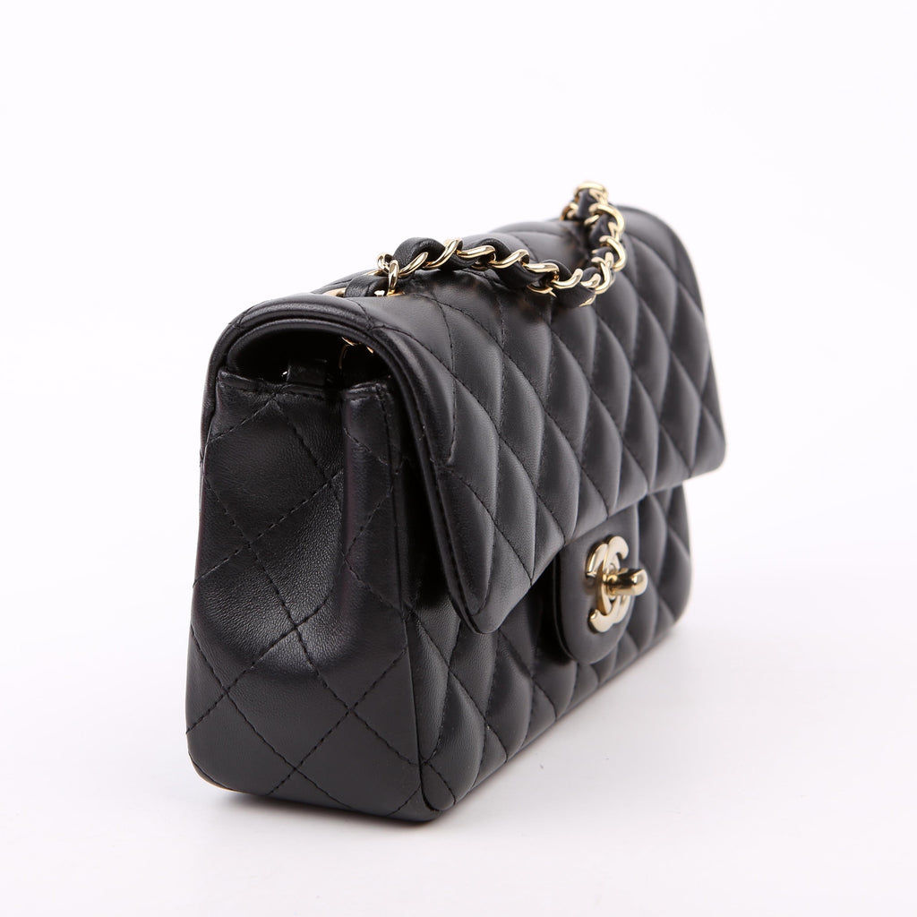 Classic Flap Mini Rectangle Lambskin RFID Black