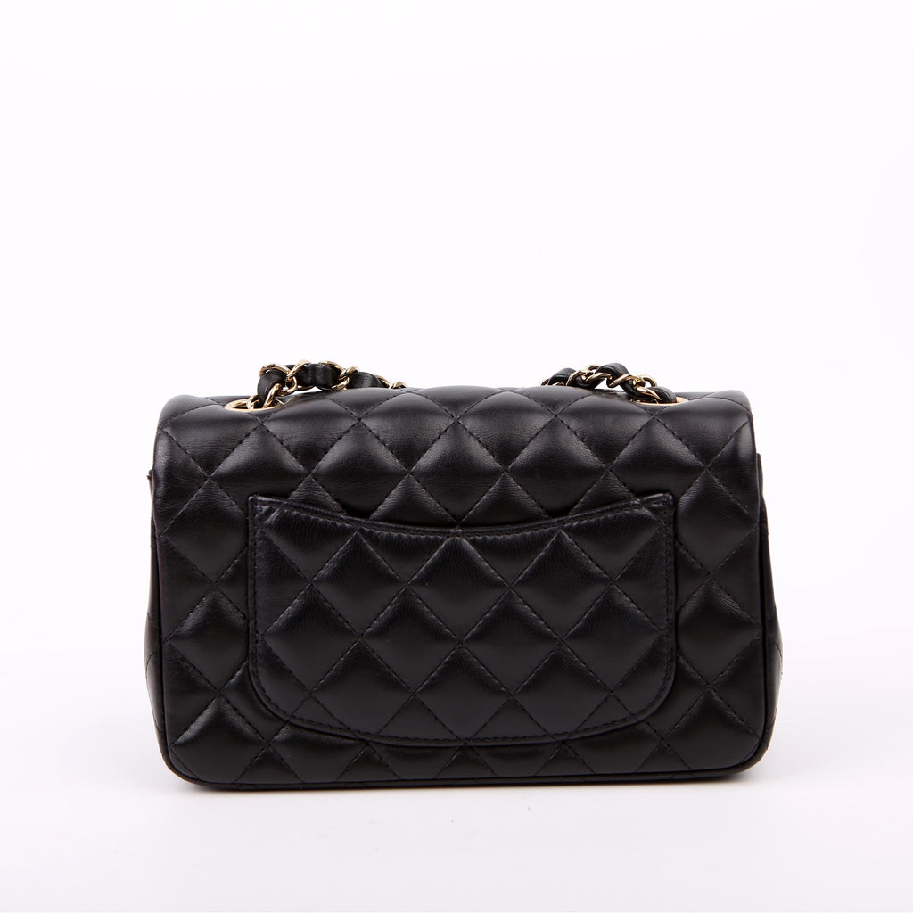 Classic Flap Mini Rectangle Lambskin RFID Black