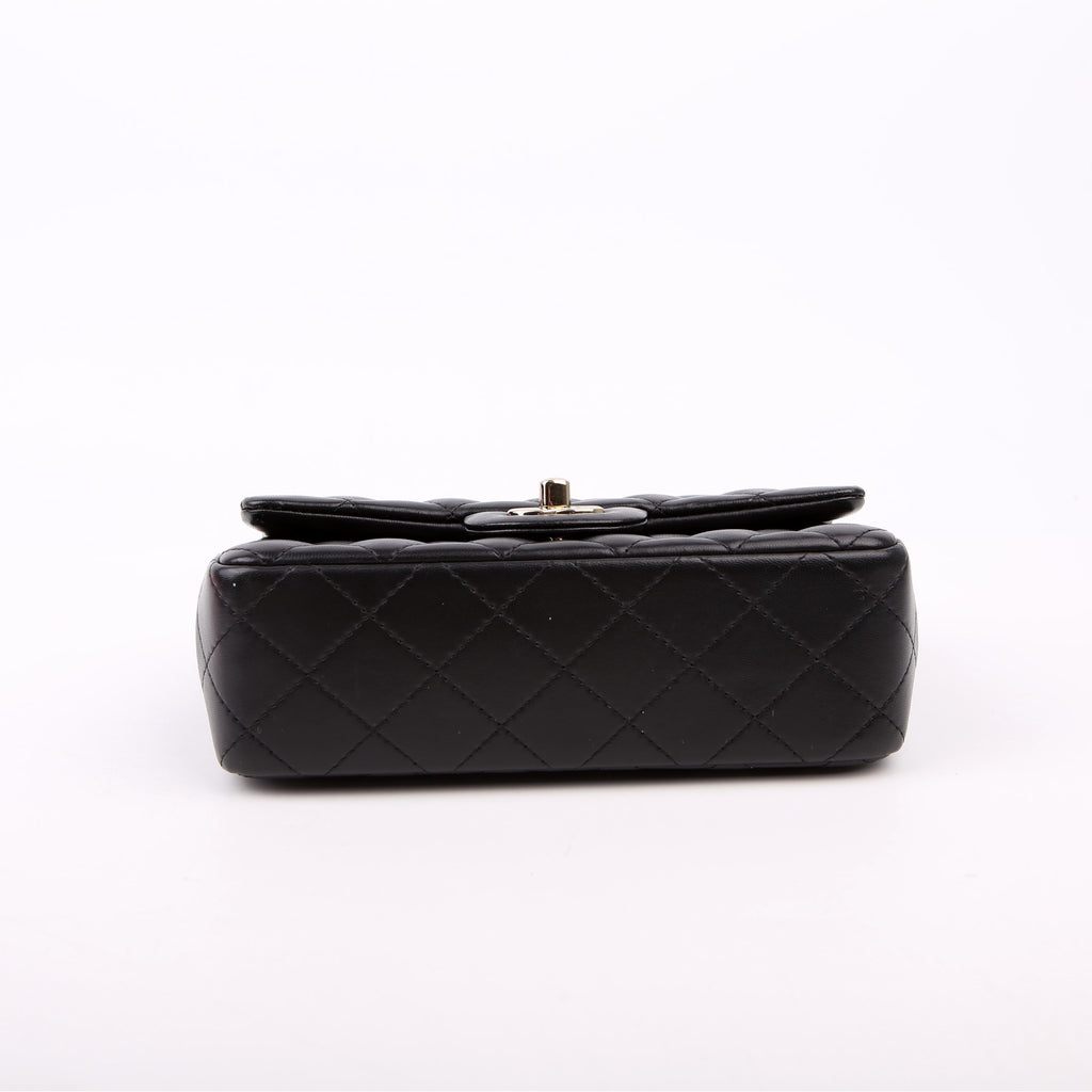 Classic Flap Mini Rectangle Lambskin RFID Black