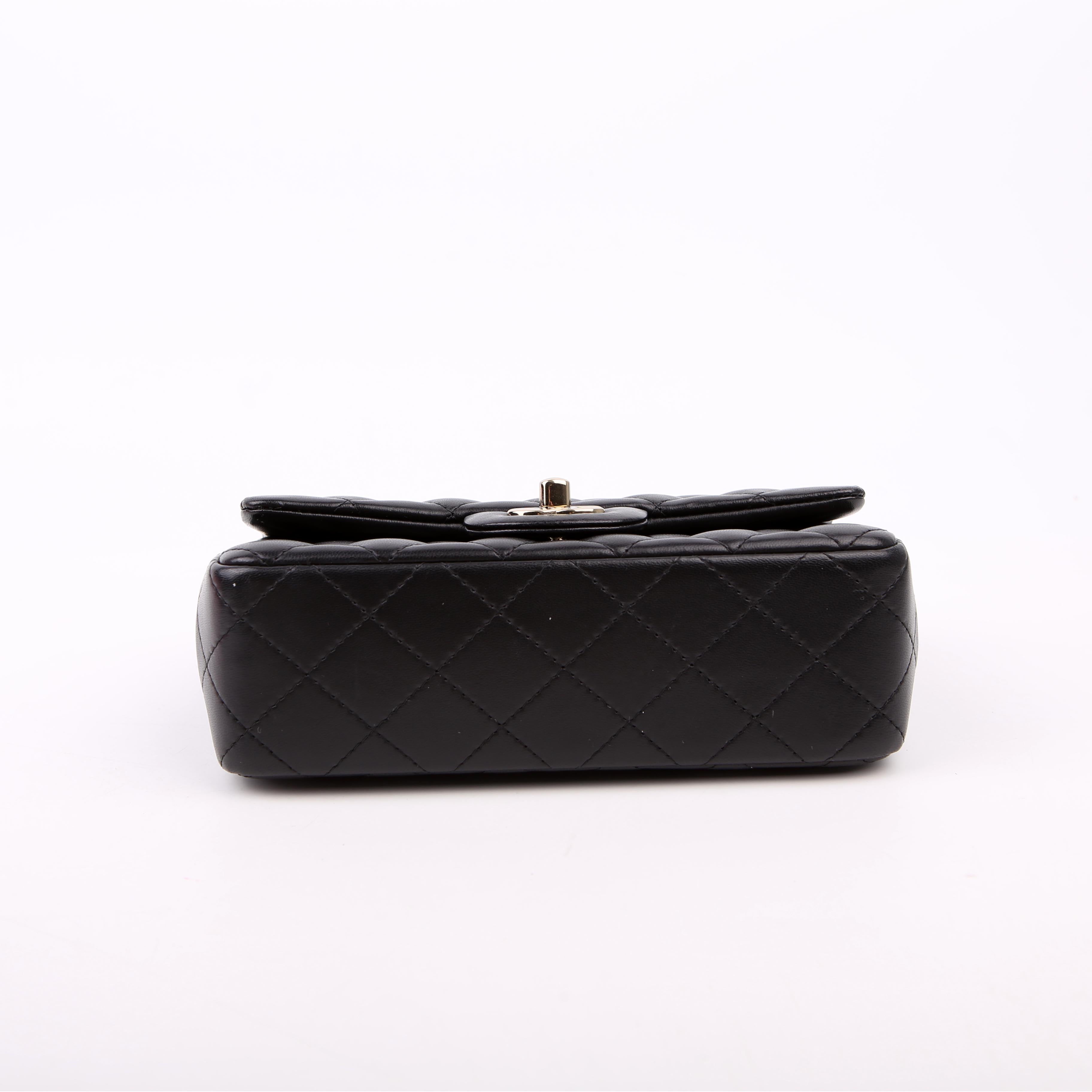 Classic Flap Mini Rectangle Lambskin RFID Black
