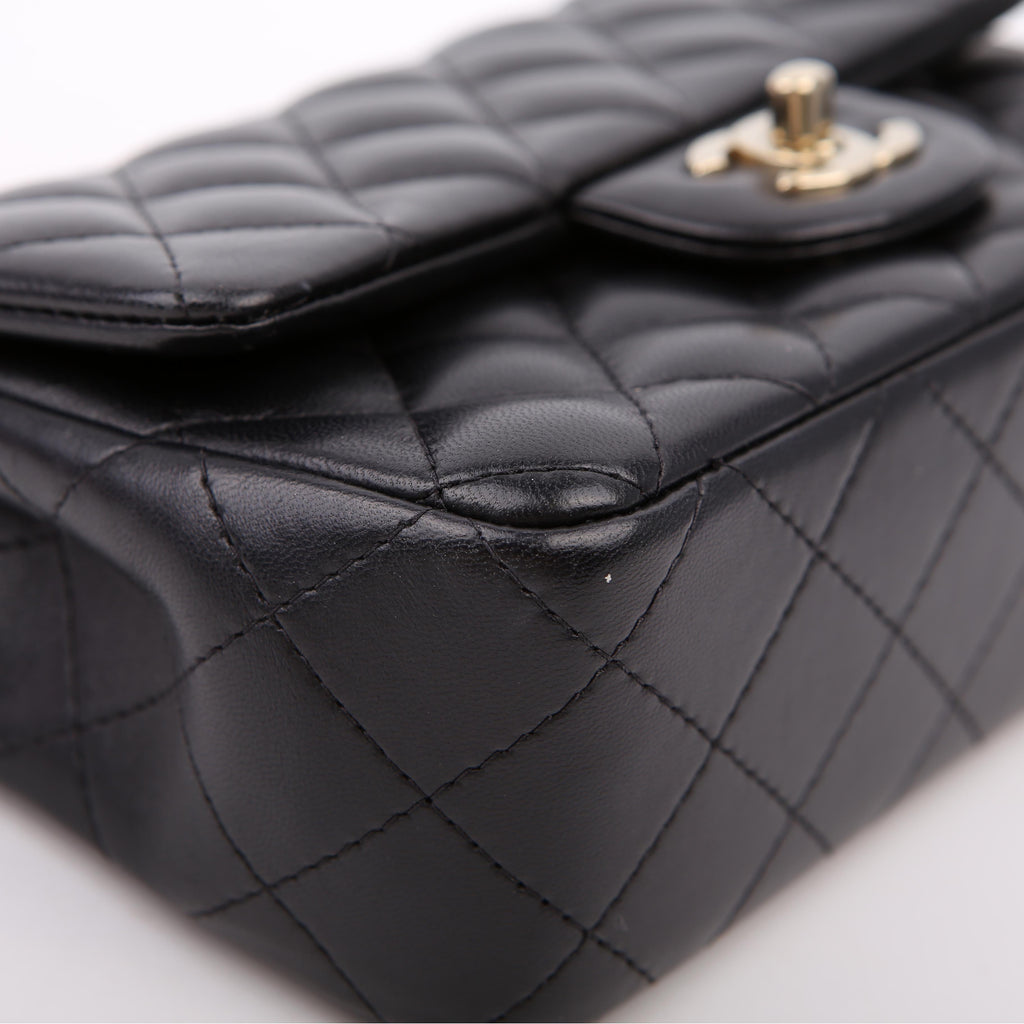 Classic Flap Mini Rectangle Lambskin RFID Black