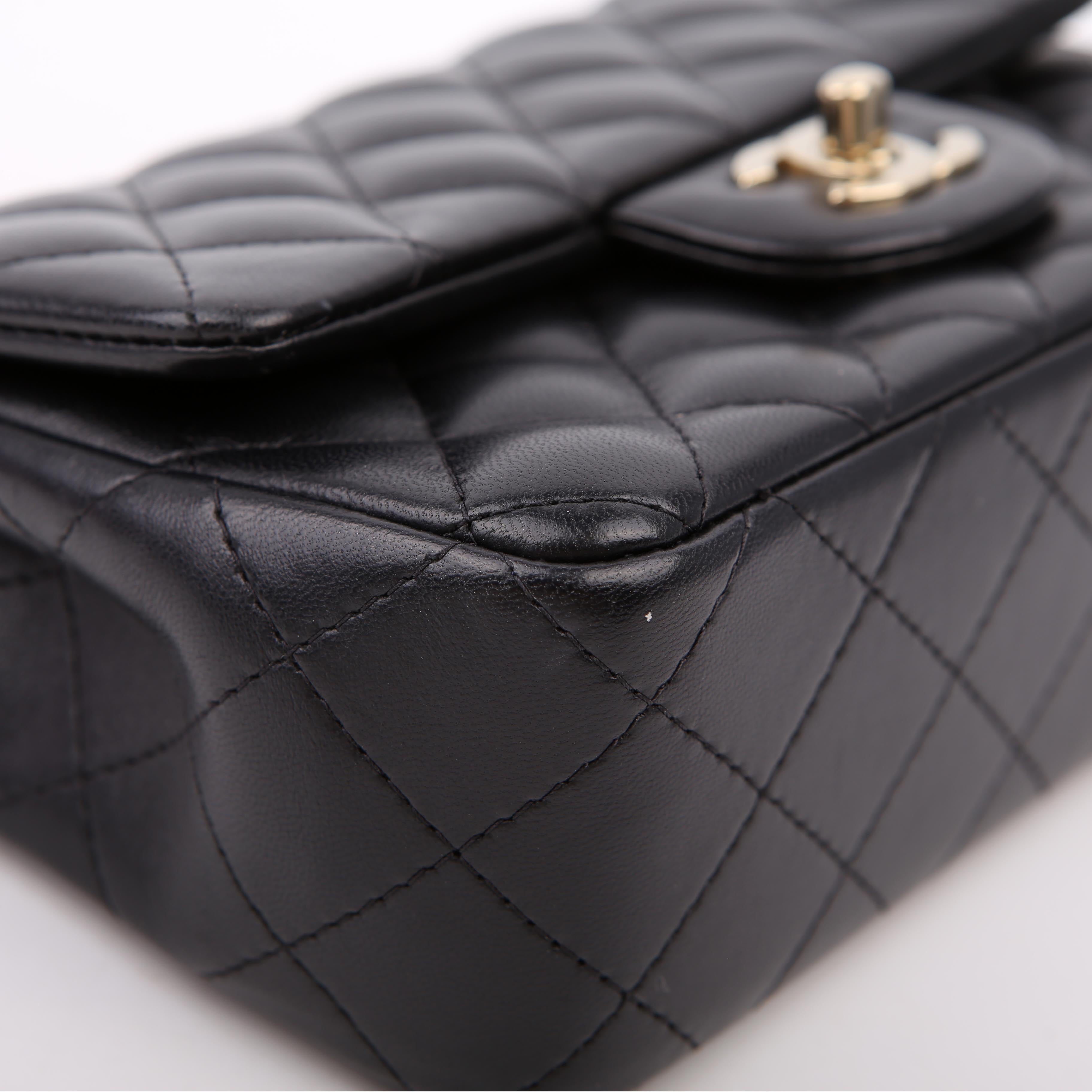 Classic Flap Mini Rectangle Lambskin RFID Black